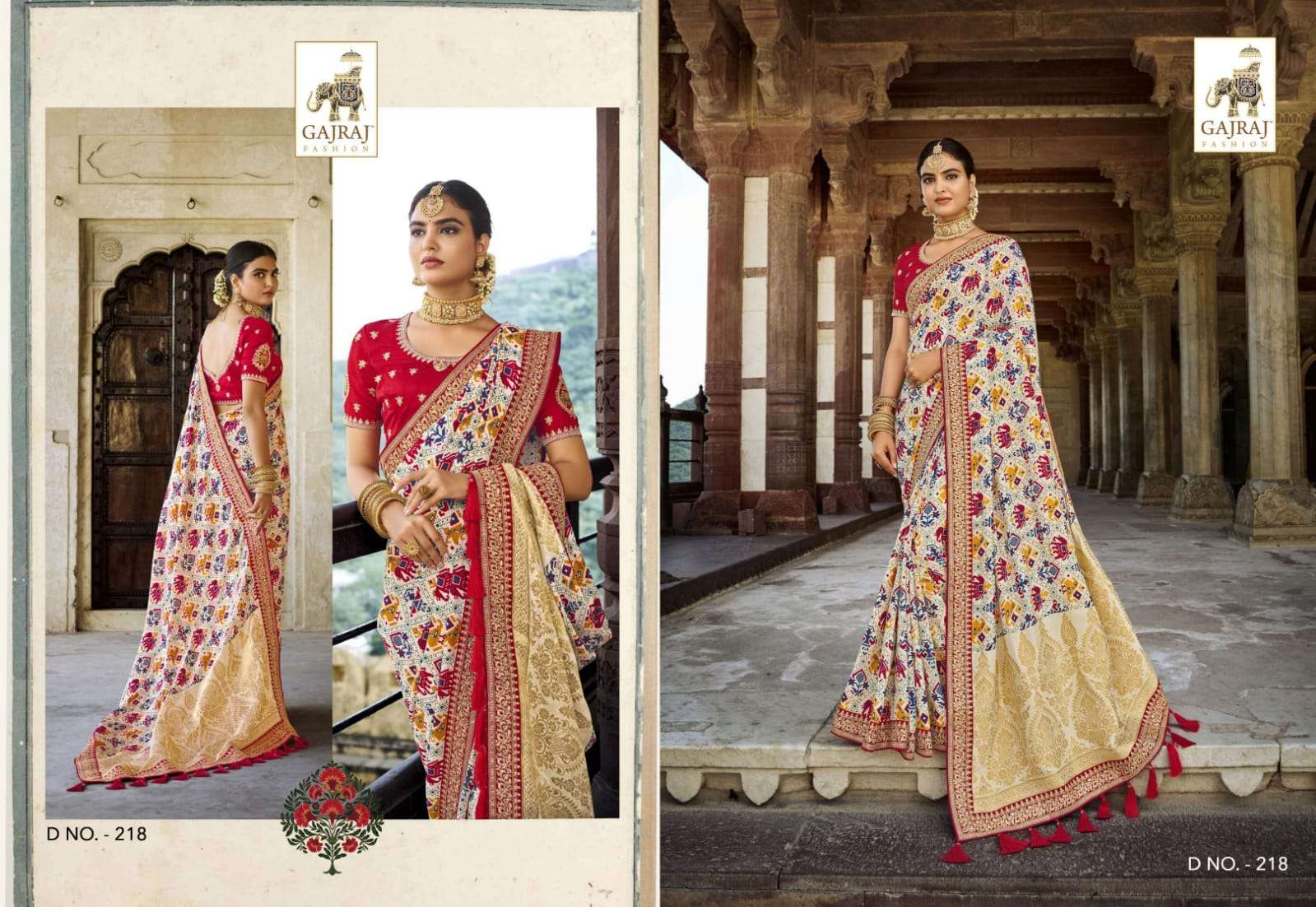 GAJRAJ 207 SERIES BY GAJRAJ FASHION 207 TO 218 SERIES INDIAN TRADITIONAL WEAR COLLECTION BEAUTIFUL STYLISH FANCY COLORFUL PARTY WEAR & OCCASIONAL WEAR SILK SAREES AT WHOLESALE PRICE