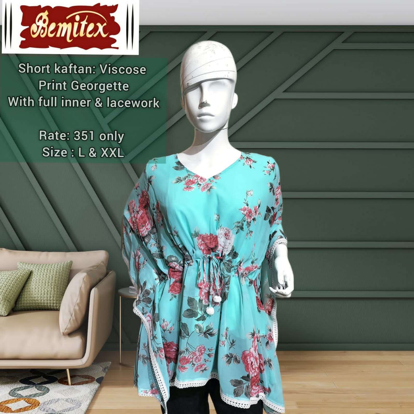 SHORT KAFTAAN VOL-3 BY BEMITEX 301 TO 304 SERIES BEAUTIFUL STYLISH FANCY COLORFUL CASUAL WEAR & ETHNIC WEAR VISCOSE GEORGETTE PRINT TOPS AT WHOLESALE PRICE