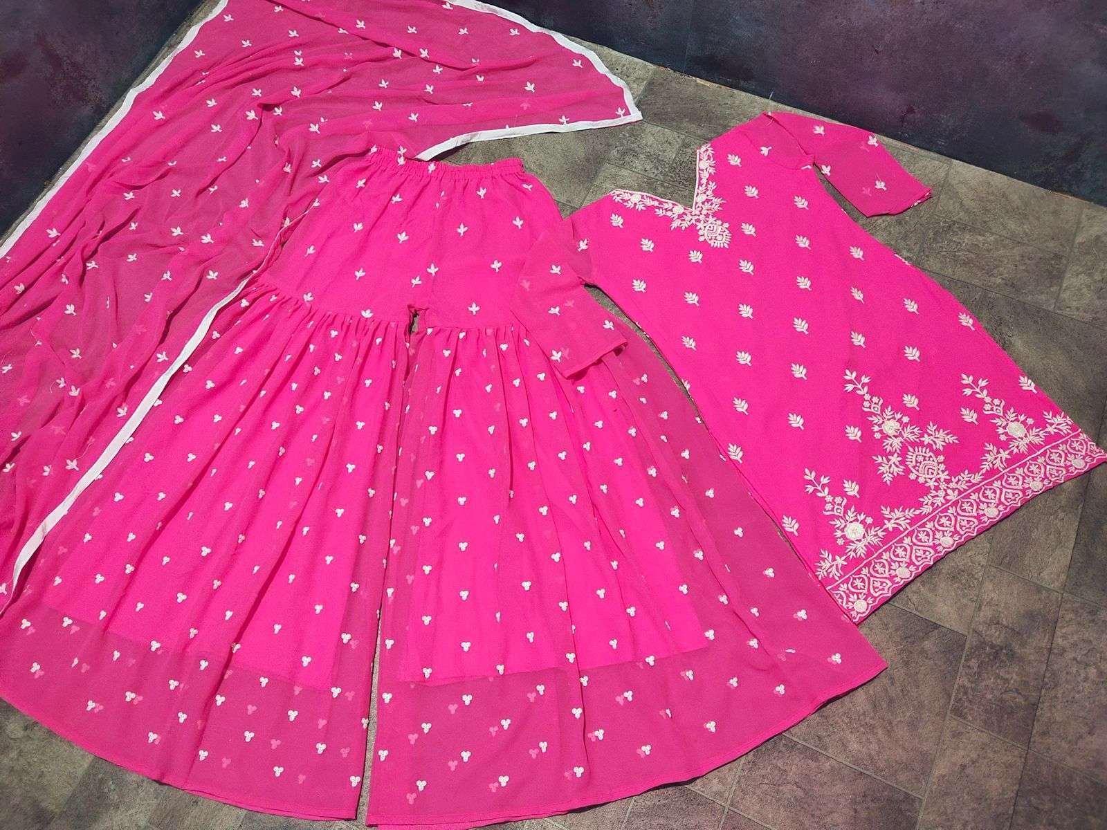 SARA ALI KHAN BY FASHID WHOLESALE BEAUTIFUL STYLISH SHARARA SUITS FANCY COLORFUL CASUAL WEAR & ETHNIC WEAR & READY TO WEAR FAUX GEORGETTE DRESSES AT WHOLESALE PRICE