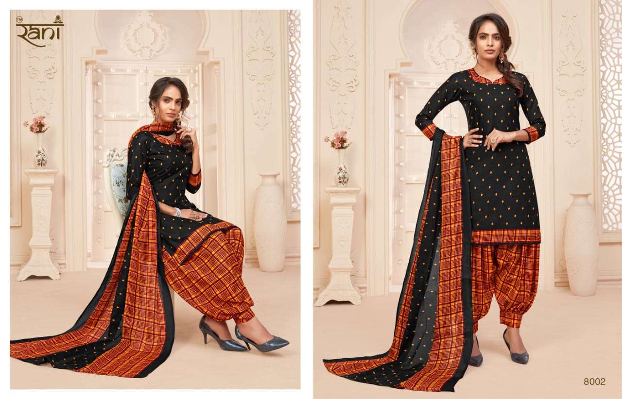 JHANVI BY RANI FASHION 8001 TO 8015 SERIES BEAUTIFUL PATIYALA SUITS COLORFUL STYLISH FANCY CASUAL WEAR & ETHNIC WEAR SOFT COTTON PRINT DRESSES AT WHOLESALE PRICE