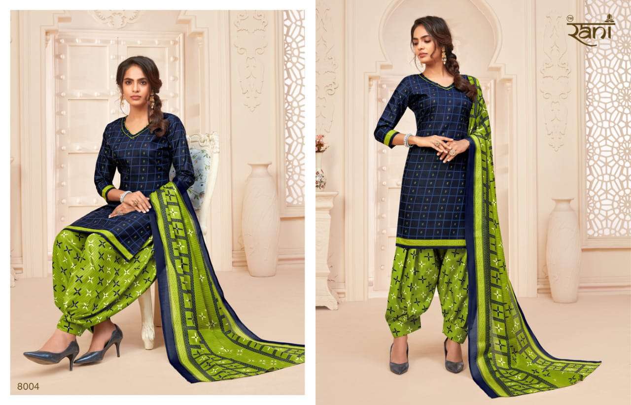 JHANVI BY RANI FASHION 8001 TO 8015 SERIES BEAUTIFUL PATIYALA SUITS COLORFUL STYLISH FANCY CASUAL WEAR & ETHNIC WEAR SOFT COTTON PRINT DRESSES AT WHOLESALE PRICE