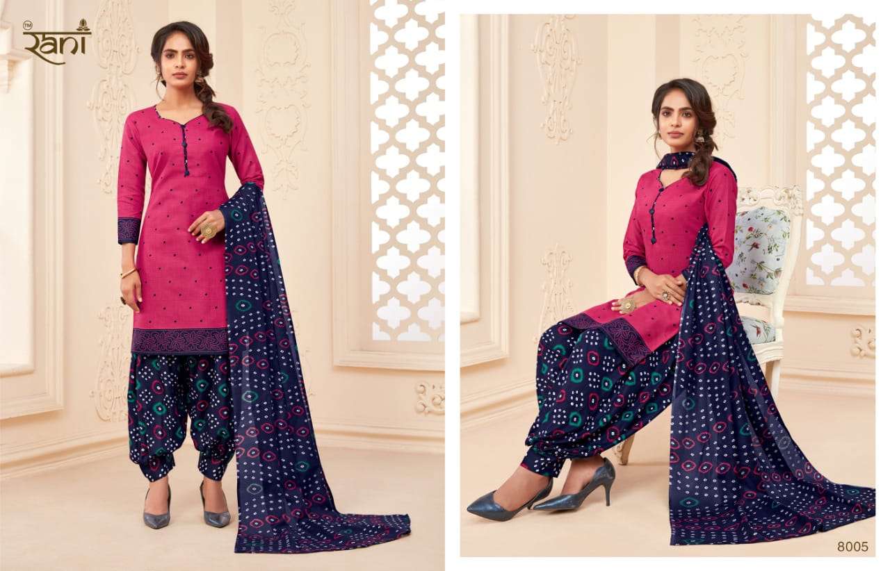 JHANVI BY RANI FASHION 8001 TO 8015 SERIES BEAUTIFUL PATIYALA SUITS COLORFUL STYLISH FANCY CASUAL WEAR & ETHNIC WEAR SOFT COTTON PRINT DRESSES AT WHOLESALE PRICE