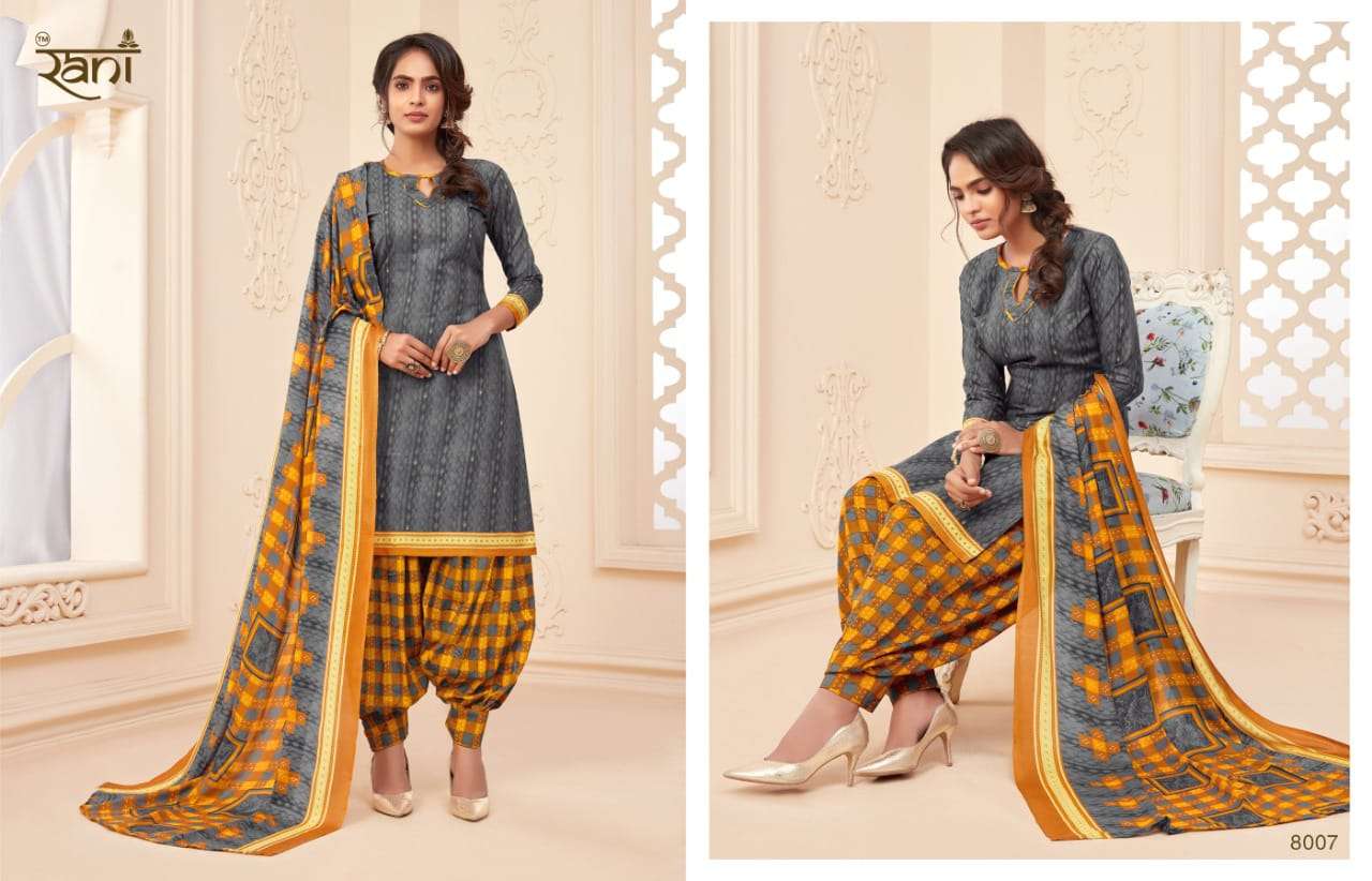 JHANVI BY RANI FASHION 8001 TO 8015 SERIES BEAUTIFUL PATIYALA SUITS COLORFUL STYLISH FANCY CASUAL WEAR & ETHNIC WEAR SOFT COTTON PRINT DRESSES AT WHOLESALE PRICE