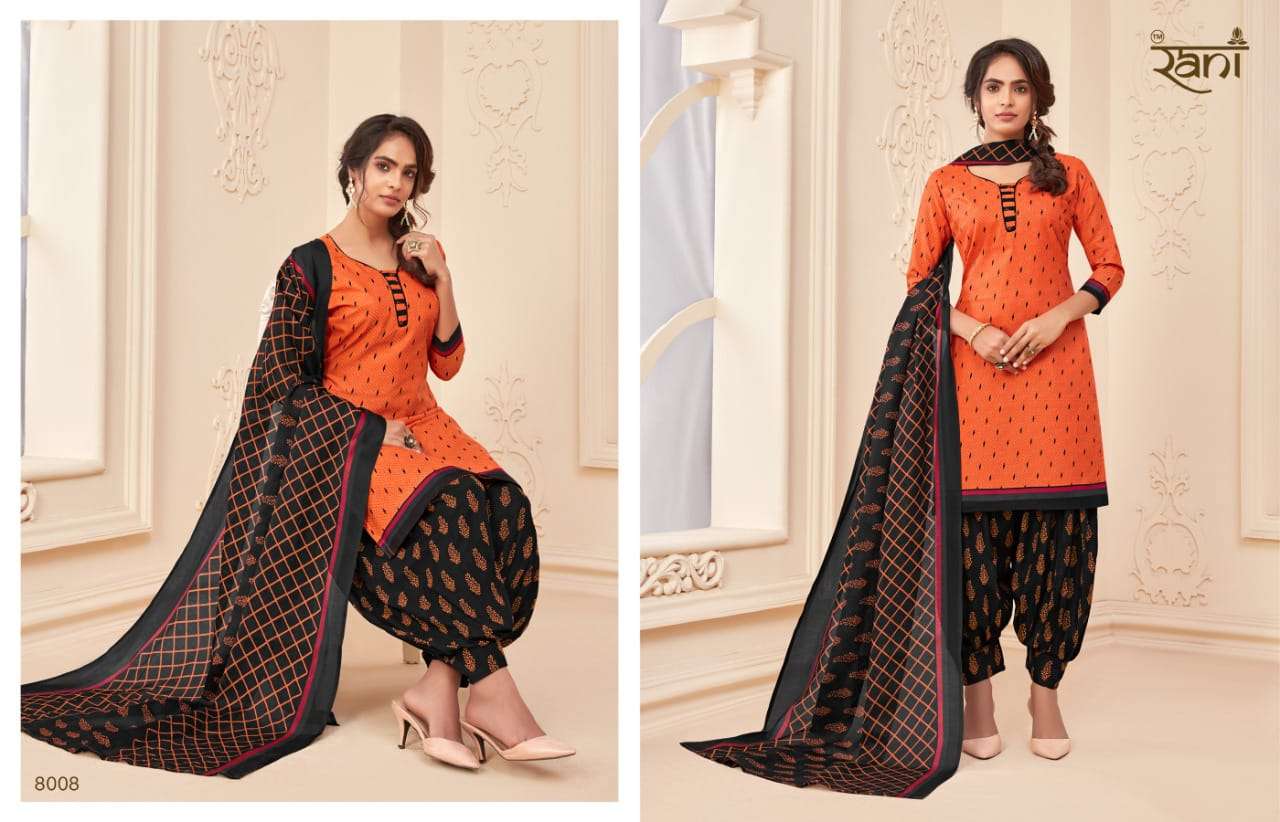 JHANVI BY RANI FASHION 8001 TO 8015 SERIES BEAUTIFUL PATIYALA SUITS COLORFUL STYLISH FANCY CASUAL WEAR & ETHNIC WEAR SOFT COTTON PRINT DRESSES AT WHOLESALE PRICE
