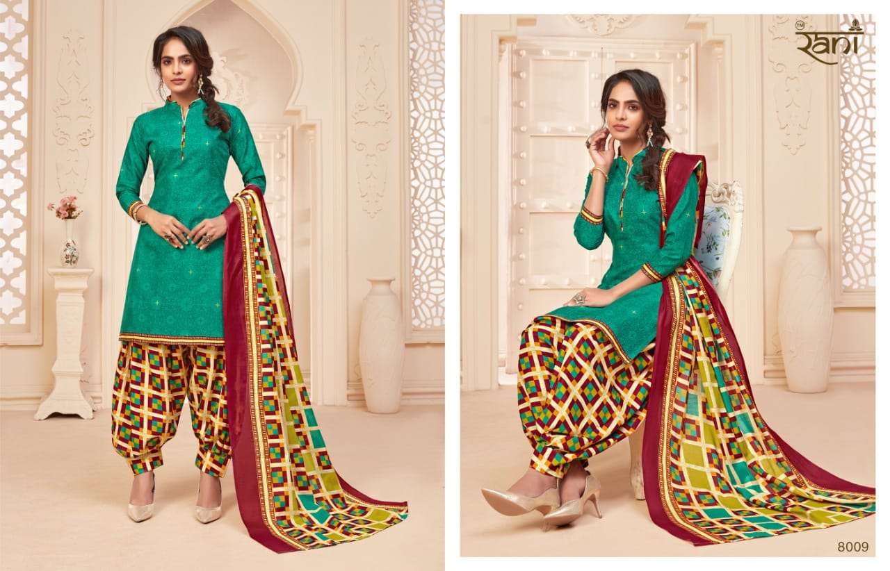 JHANVI BY RANI FASHION 8001 TO 8015 SERIES BEAUTIFUL PATIYALA SUITS COLORFUL STYLISH FANCY CASUAL WEAR & ETHNIC WEAR SOFT COTTON PRINT DRESSES AT WHOLESALE PRICE