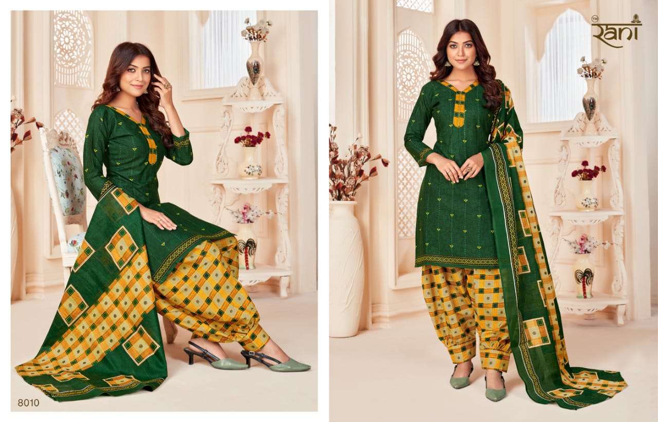 JHANVI BY RANI FASHION 8001 TO 8015 SERIES BEAUTIFUL PATIYALA SUITS COLORFUL STYLISH FANCY CASUAL WEAR & ETHNIC WEAR SOFT COTTON PRINT DRESSES AT WHOLESALE PRICE