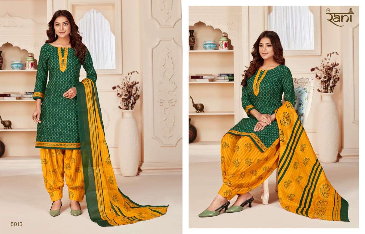 JHANVI BY RANI FASHION 8001 TO 8015 SERIES BEAUTIFUL PATIYALA SUITS COLORFUL STYLISH FANCY CASUAL WEAR & ETHNIC WEAR SOFT COTTON PRINT DRESSES AT WHOLESALE PRICE