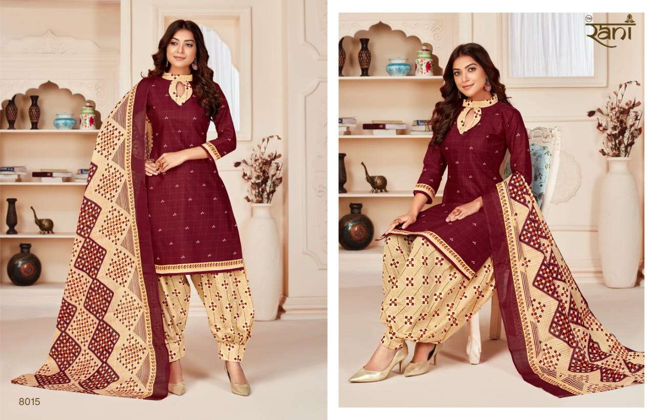 JHANVI BY RANI FASHION 8001 TO 8015 SERIES BEAUTIFUL PATIYALA SUITS COLORFUL STYLISH FANCY CASUAL WEAR & ETHNIC WEAR SOFT COTTON PRINT DRESSES AT WHOLESALE PRICE