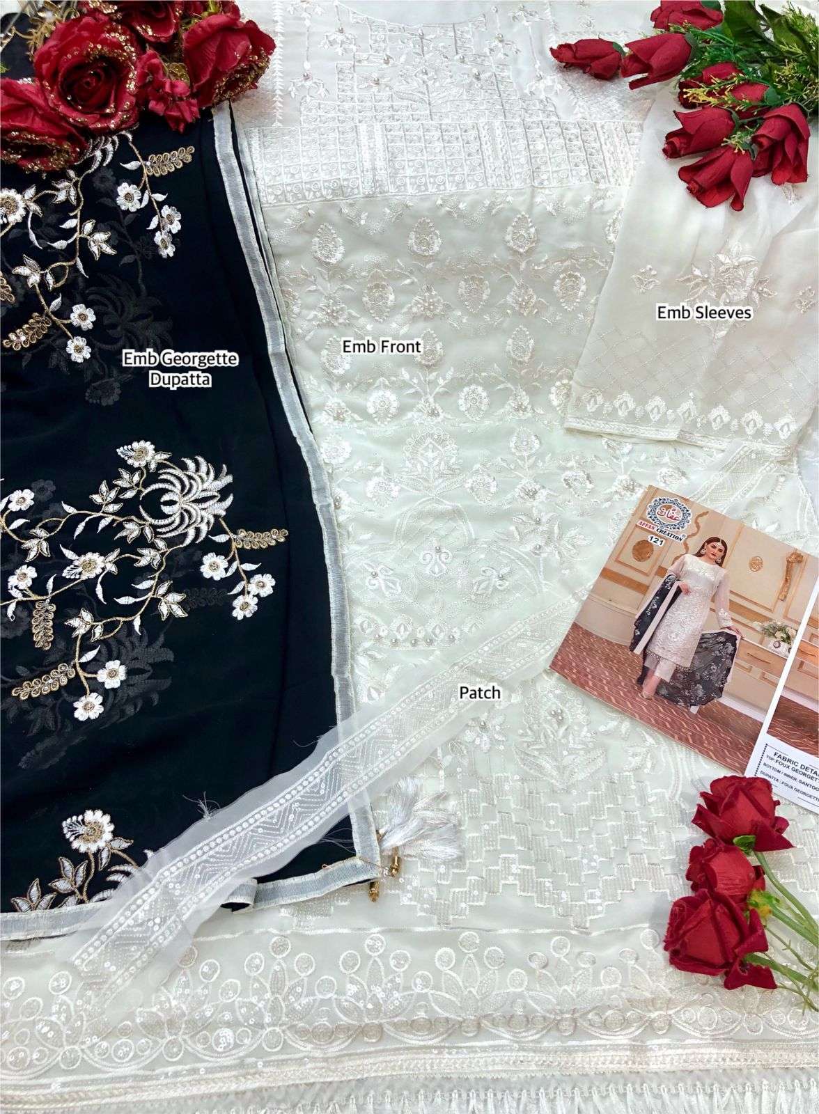 AFFAN CREATION HIT DESIGN 121 COLOURS BY AFFAN CREATION 121-A TO 121-C SERIES BEAUTIFUL STYLISH PAKISATNI SUITS FANCY COLORFUL CASUAL WEAR & ETHNIC WEAR & READY TO WEAR HEAVY FAUX GEORGETTE WITH EMBROIDERY DRESSES AT WHOLESALE PRICE