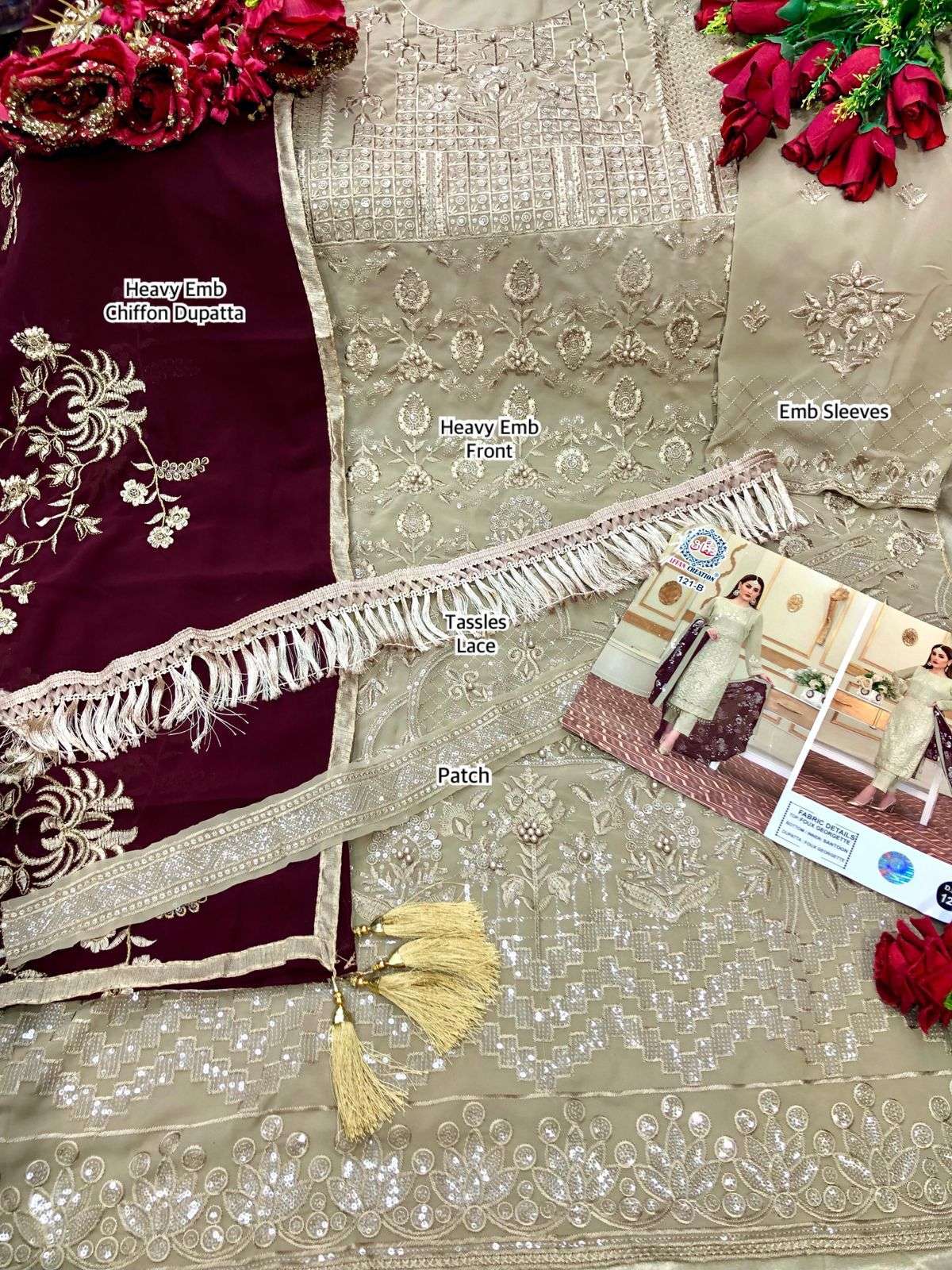 AFFAN CREATION HIT DESIGN 121 COLOURS BY AFFAN CREATION 121-A TO 121-C SERIES BEAUTIFUL STYLISH PAKISATNI SUITS FANCY COLORFUL CASUAL WEAR & ETHNIC WEAR & READY TO WEAR HEAVY FAUX GEORGETTE WITH EMBROIDERY DRESSES AT WHOLESALE PRICE