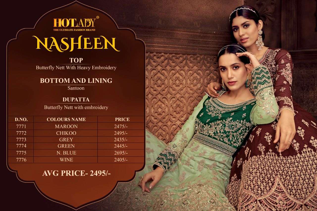 Nasheen By Hot Lady 7771 To 7776 Series Beautiful Anarkali Suits Colorful Stylish Fancy Casual Wear & Ethnic Wear Butterfly Net Dresses At Wholesale Price