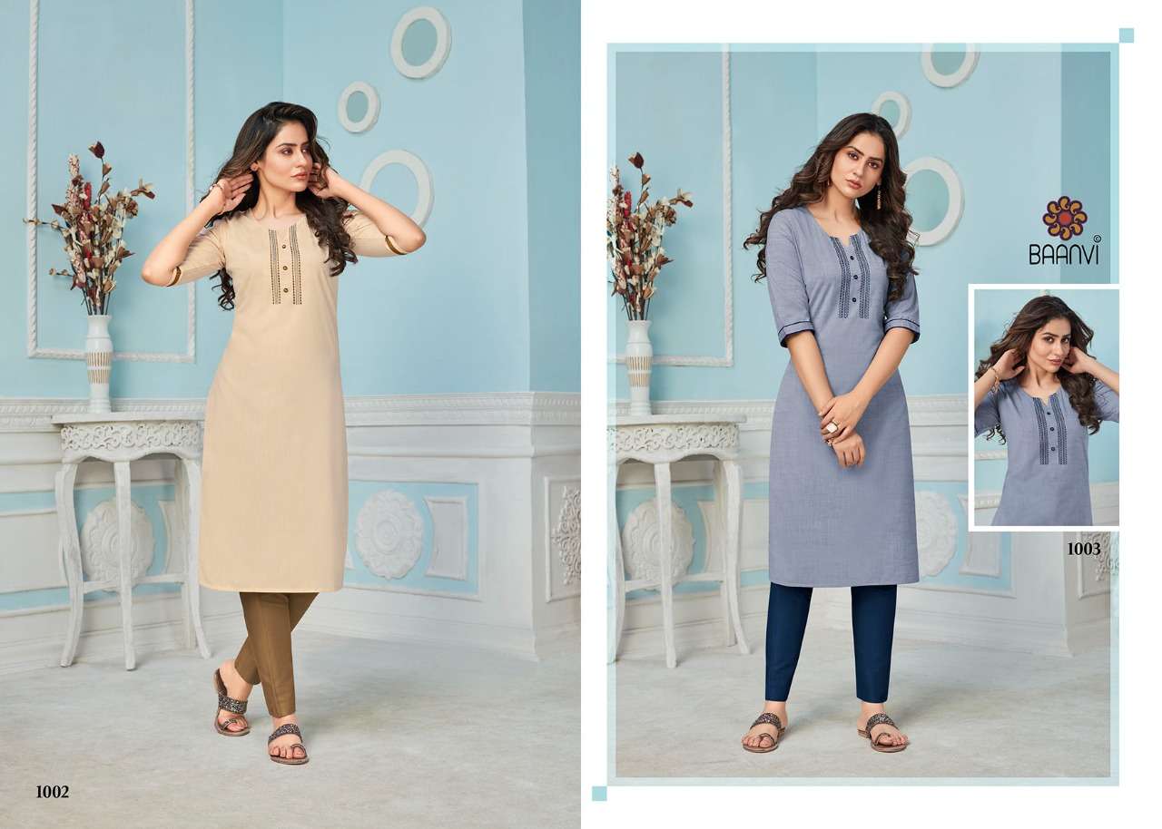 RANG BY BAANVI 1001 TO 1008 SERIES DESIGNER STYLISH FANCY COLORFUL BEAUTIFUL PARTY WEAR & ETHNIC WEAR COLLECTION COTTON EMBROIDERED KURTIS AT WHOLESALE PRICE