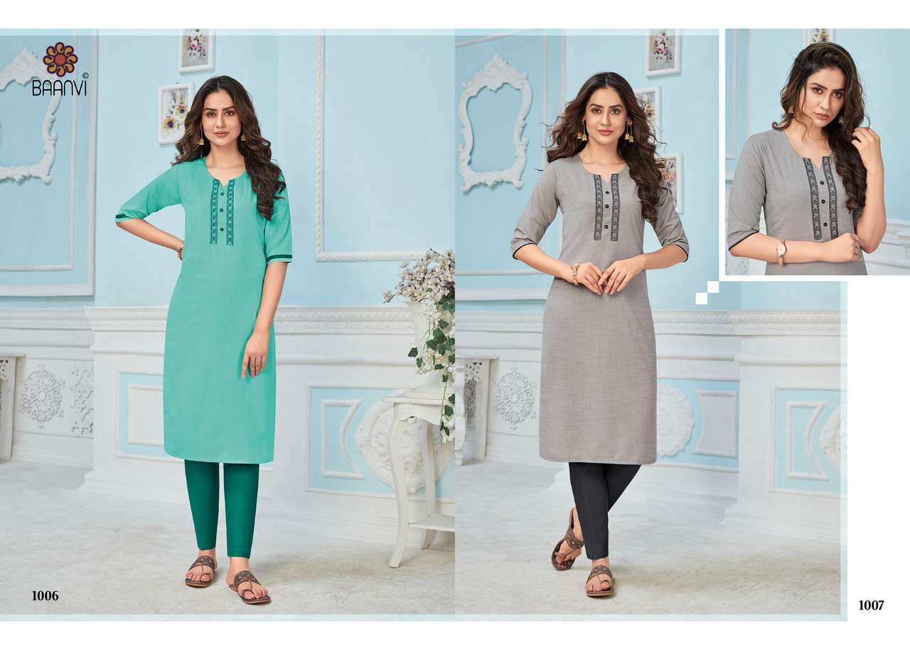 RANG BY BAANVI 1001 TO 1008 SERIES DESIGNER STYLISH FANCY COLORFUL BEAUTIFUL PARTY WEAR & ETHNIC WEAR COLLECTION COTTON EMBROIDERED KURTIS AT WHOLESALE PRICE