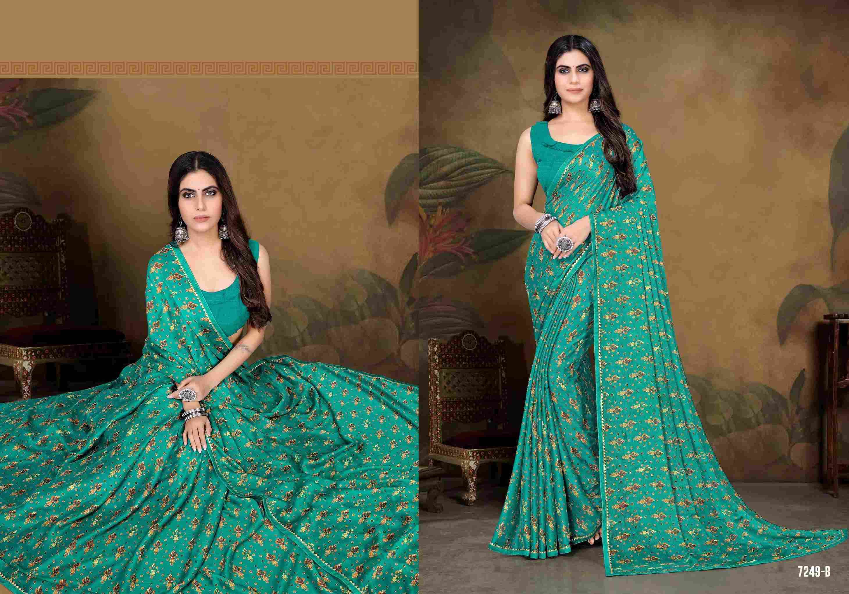 KATRINA BY BARGAD 7249-A TO 7249-H INDIAN TRADITIONAL WEAR COLLECTION BEAUTIFUL STYLISH FANCY COLORFUL PARTY WEAR & OCCASIONAL WEAR CHIFFON PRINT SAREES AT WHOLESALE PRICE