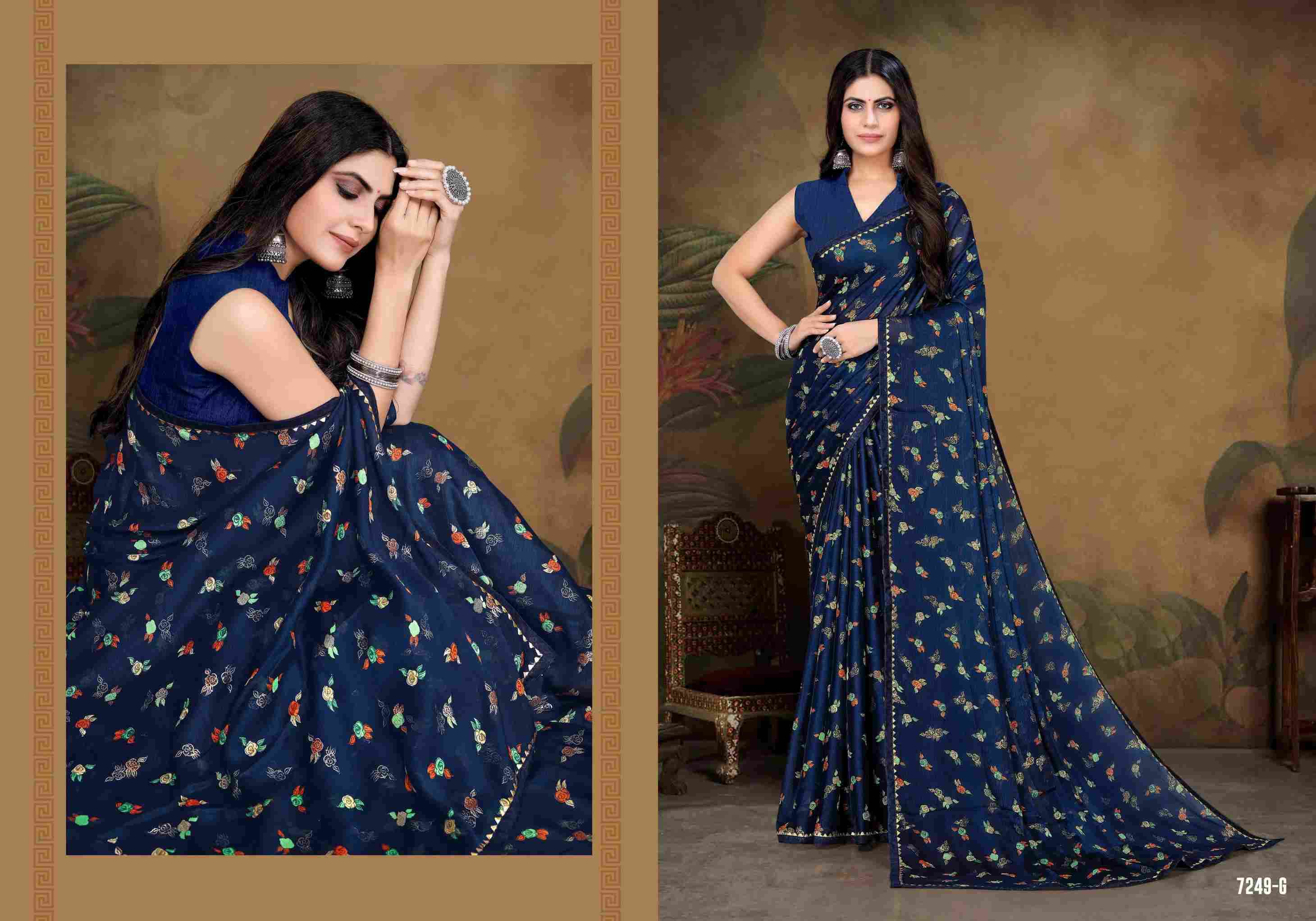 KATRINA BY BARGAD 7249-A TO 7249-H INDIAN TRADITIONAL WEAR COLLECTION BEAUTIFUL STYLISH FANCY COLORFUL PARTY WEAR & OCCASIONAL WEAR CHIFFON PRINT SAREES AT WHOLESALE PRICE