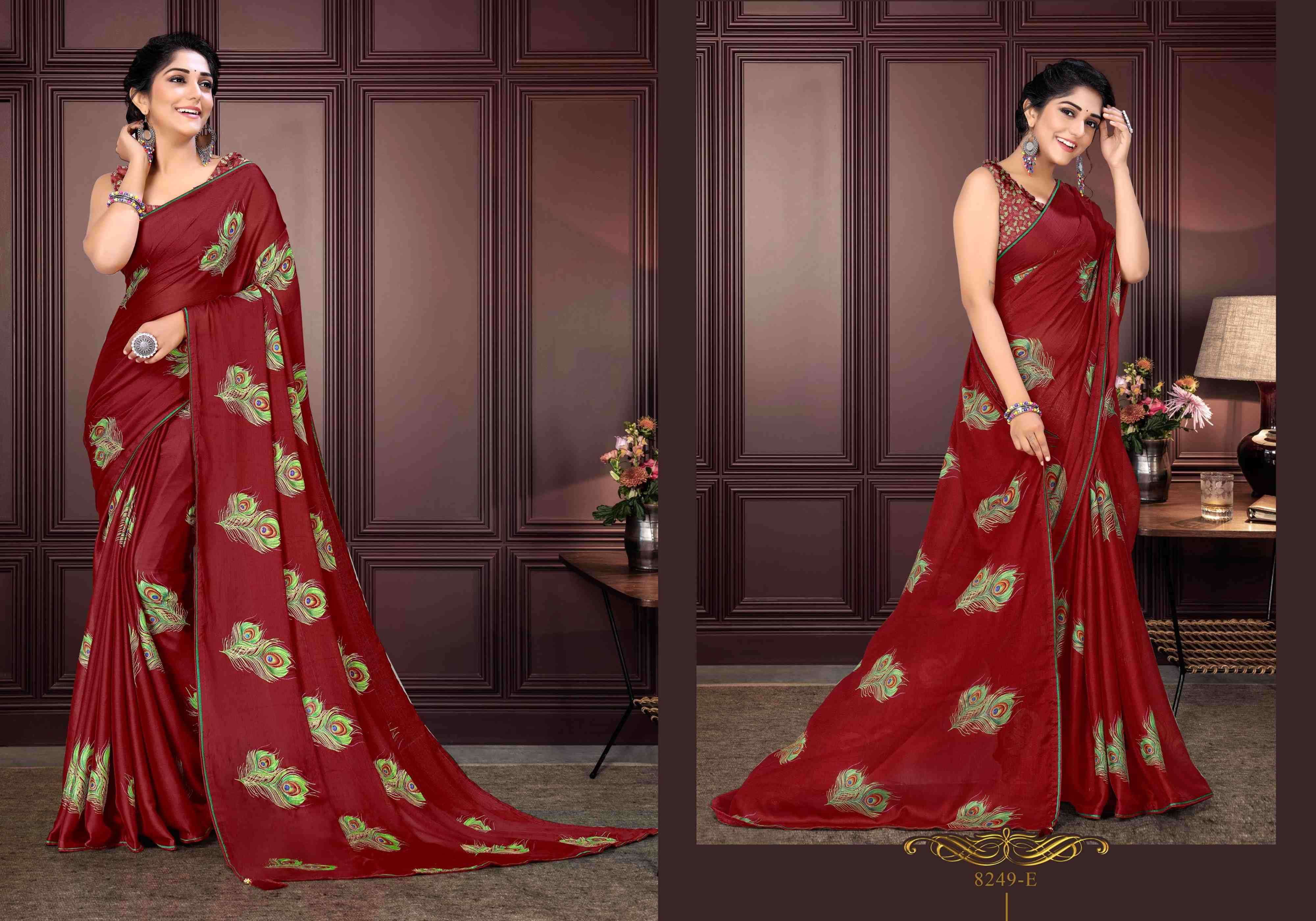 TAMANNAH BY BARGAD 8249-A TO 8249-H INDIAN TRADITIONAL WEAR COLLECTION BEAUTIFUL STYLISH FANCY COLORFUL PARTY WEAR & OCCASIONAL WEAR CHIFFON PRINT SAREES AT WHOLESALE PRICE