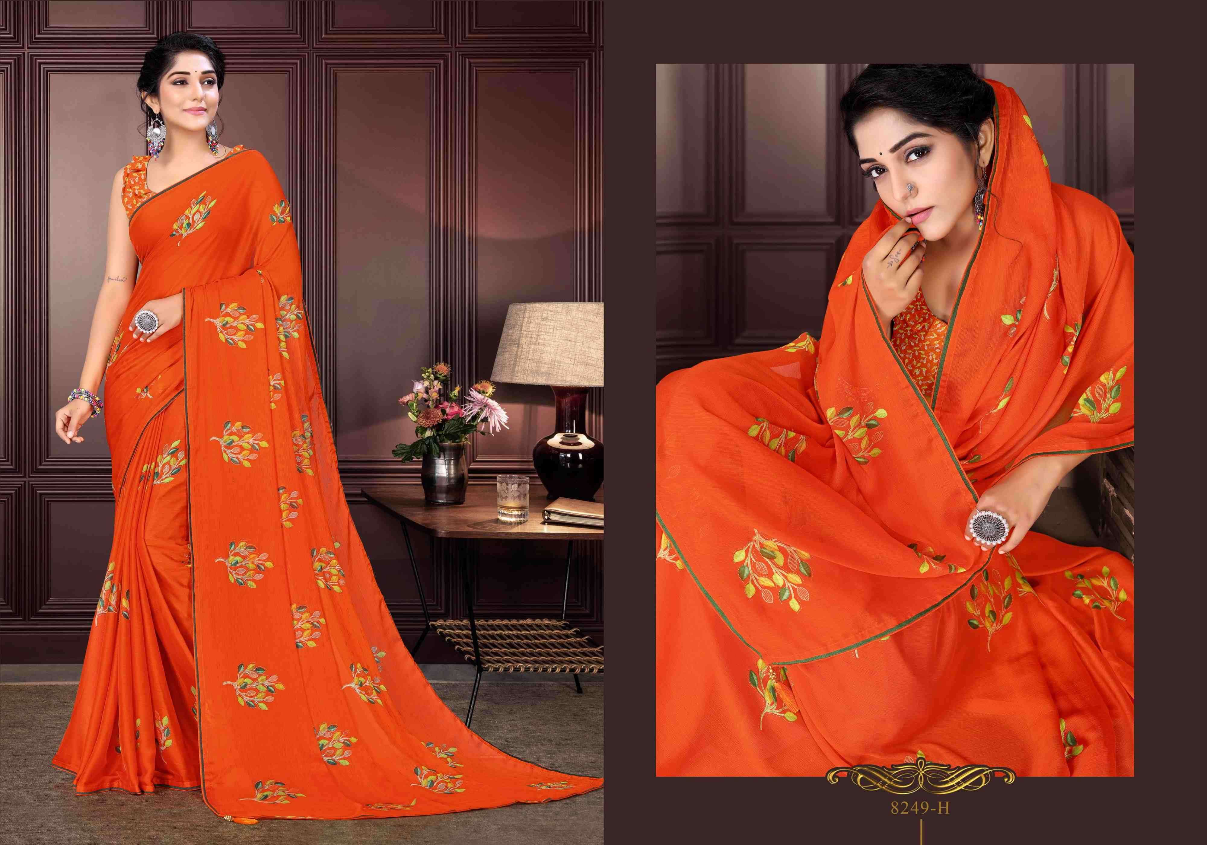 TAMANNAH BY BARGAD 8249-A TO 8249-H INDIAN TRADITIONAL WEAR COLLECTION BEAUTIFUL STYLISH FANCY COLORFUL PARTY WEAR & OCCASIONAL WEAR CHIFFON PRINT SAREES AT WHOLESALE PRICE