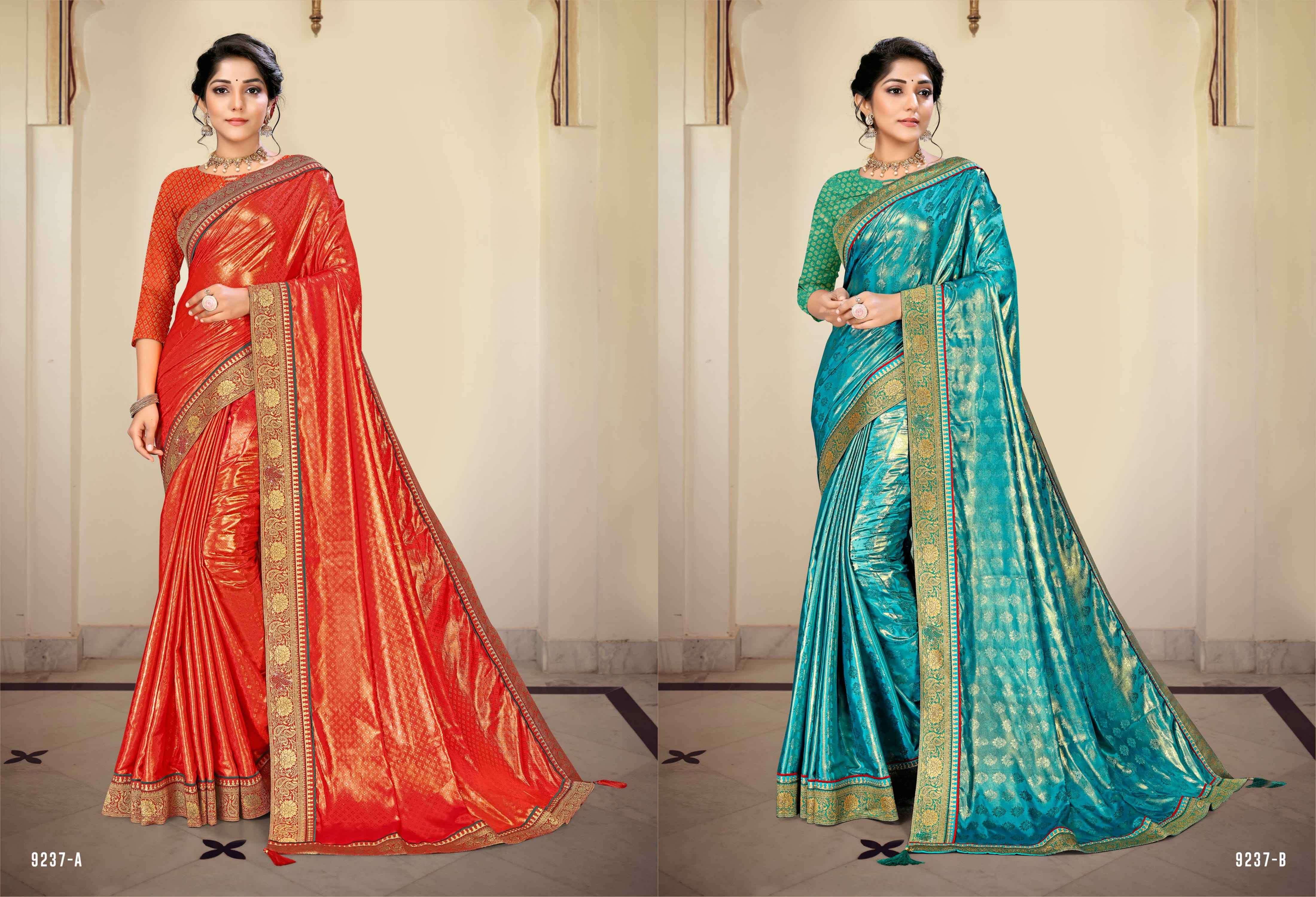 PARAM SUNDARI BY INDIAN WOMEN 9237-A TO 9237-F SERIES INDIAN TRADITIONAL WEAR COLLECTION BEAUTIFUL STYLISH FANCY COLORFUL PARTY WEAR & OCCASIONAL WEAR FANCY SAREES AT WHOLESALE PRICE