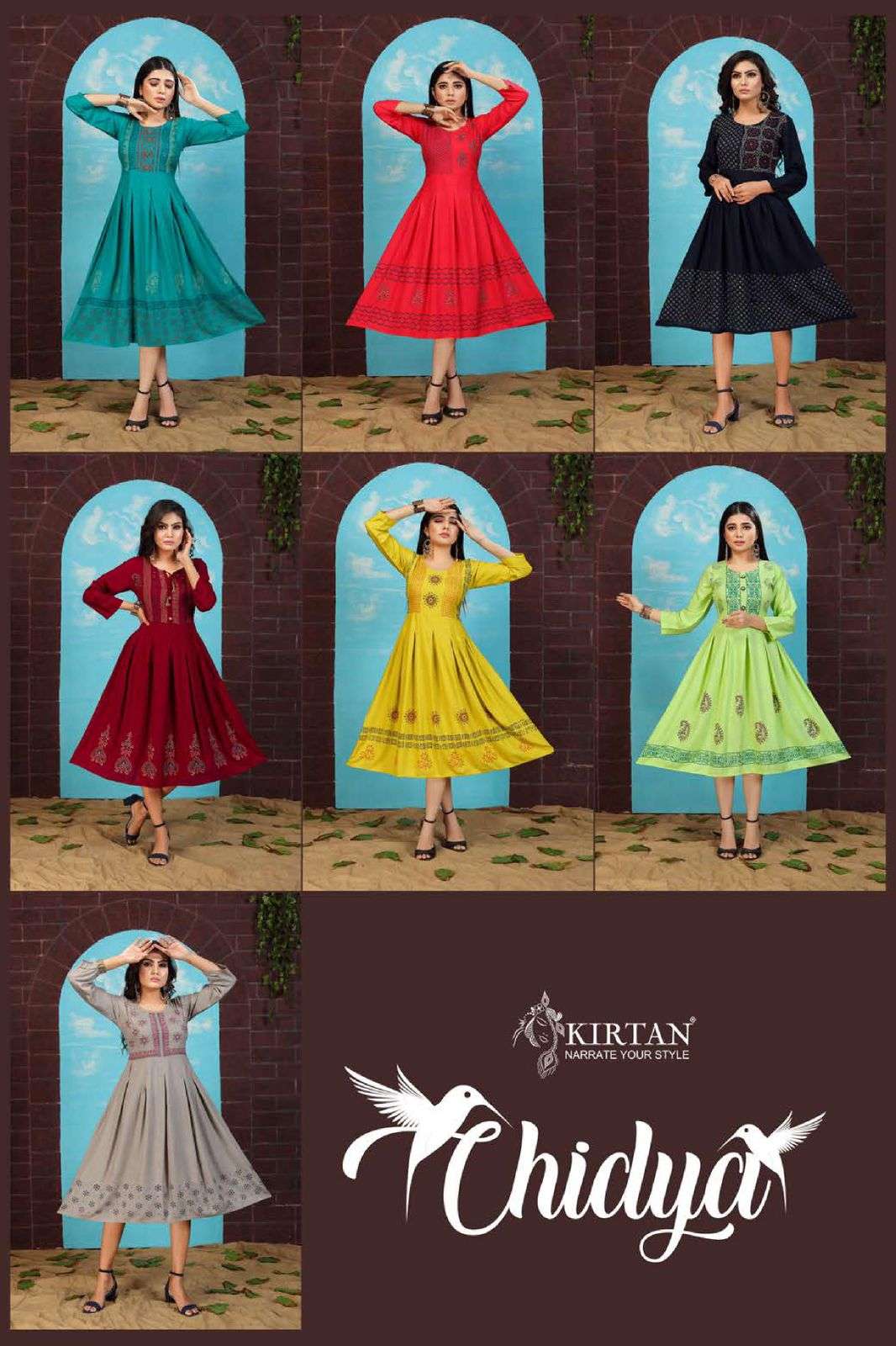 CHIDYA BY KIRTAN 101 TO 107 SERIES DESIGNER STYLISH FANCY COLORFUL BEAUTIFUL PARTY WEAR & ETHNIC WEAR COLLECTION RAYON SLUB PRINT KURTIS AT WHOLESALE PRICE