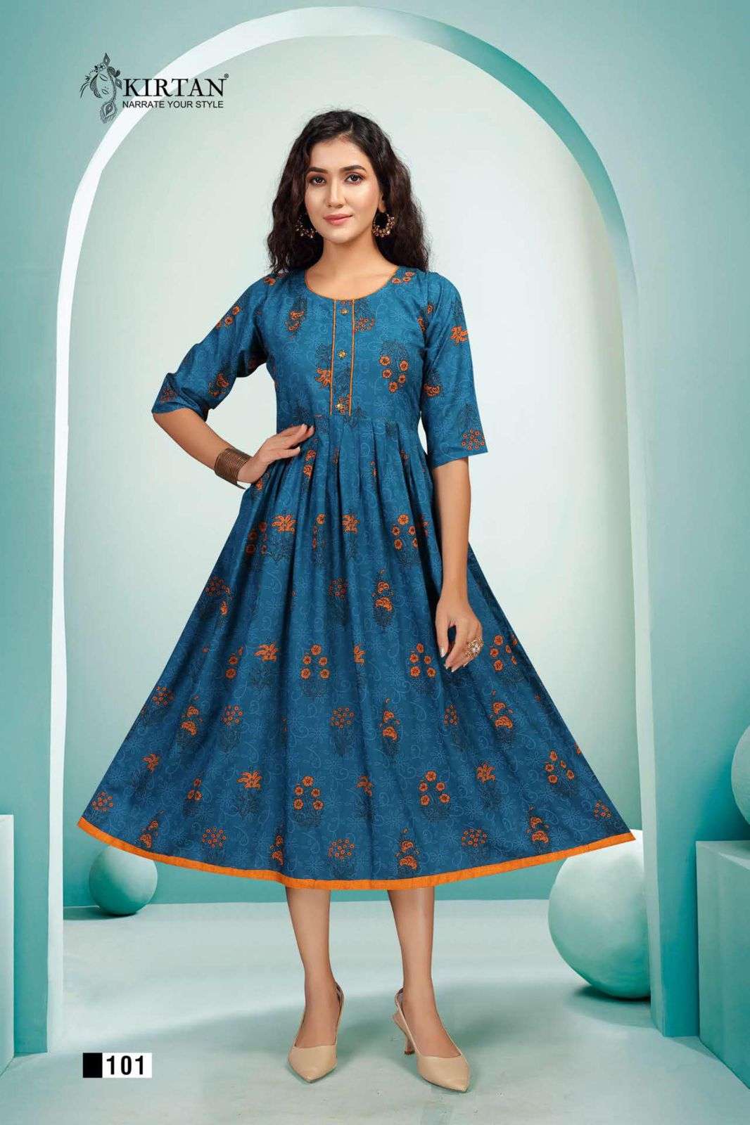 NITYA BY KIRTAN 101 TO 108 SERIES DESIGNER STYLISH FANCY COLORFUL BEAUTIFUL PARTY WEAR & ETHNIC WEAR COLLECTION RAYON PRINT KURTIS AT WHOLESALE PRICE