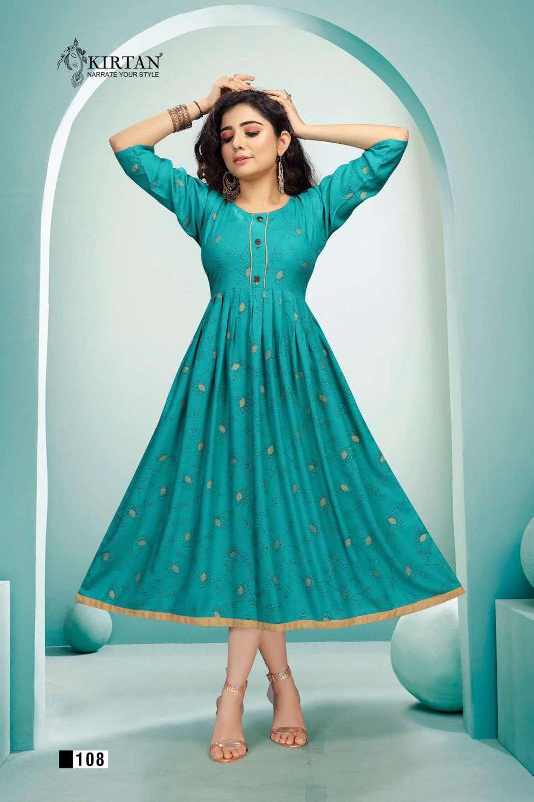NITYA BY KIRTAN 101 TO 108 SERIES DESIGNER STYLISH FANCY COLORFUL BEAUTIFUL PARTY WEAR & ETHNIC WEAR COLLECTION RAYON PRINT KURTIS AT WHOLESALE PRICE