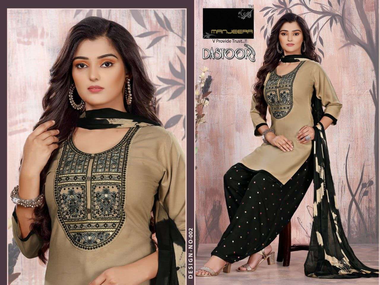 DASTOOR BY MANJEERA 001 TO 008 SERIES BEAUTIFUL SUITS COLORFUL STYLISH FANCY CASUAL WEAR & ETHNIC WEAR RAYON WITH WORK DRESSES AT WHOLESALE PRICE