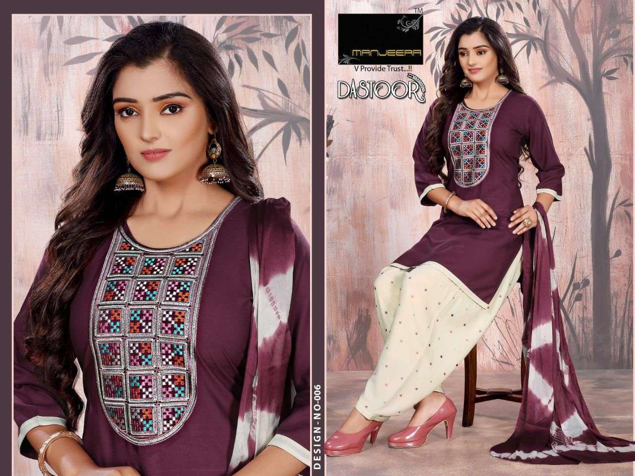 DASTOOR BY MANJEERA 001 TO 008 SERIES BEAUTIFUL SUITS COLORFUL STYLISH FANCY CASUAL WEAR & ETHNIC WEAR RAYON WITH WORK DRESSES AT WHOLESALE PRICE