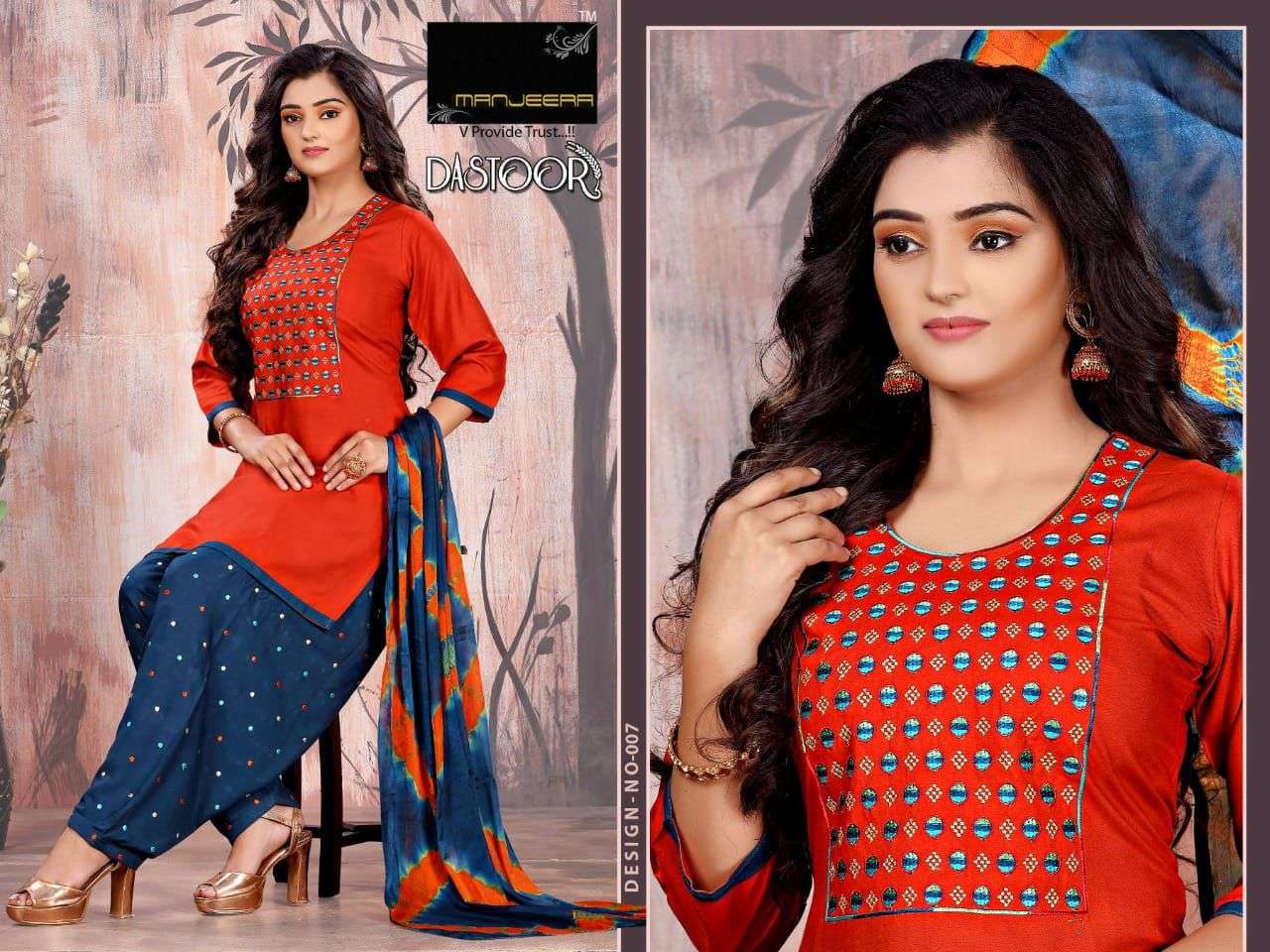 DASTOOR BY MANJEERA 001 TO 008 SERIES BEAUTIFUL SUITS COLORFUL STYLISH FANCY CASUAL WEAR & ETHNIC WEAR RAYON WITH WORK DRESSES AT WHOLESALE PRICE