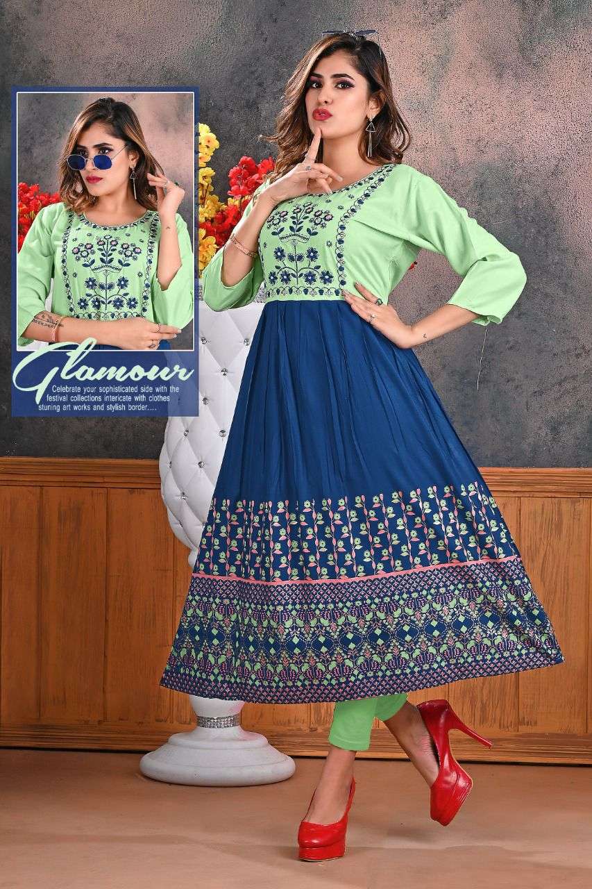 TRISHA VOL-1 BY TRENDY 01 TO 08 SERIES DESIGNER STYLISH FANCY COLORFUL BEAUTIFUL PARTY WEAR & ETHNIC WEAR COLLECTION RAYON EMBROIDERY KURTIS AT WHOLESALE PRICE