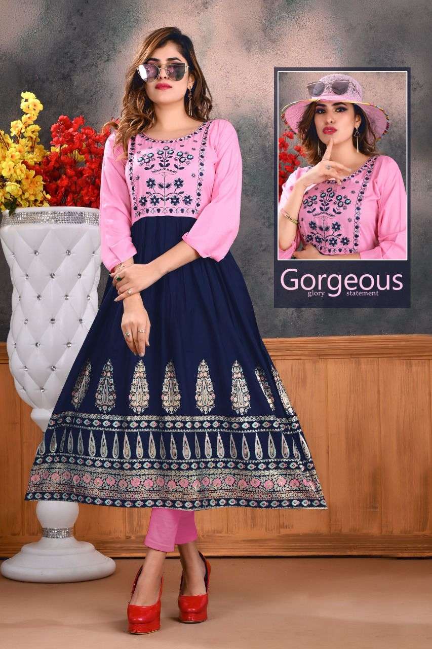 TRISHA VOL-1 BY TRENDY 01 TO 08 SERIES DESIGNER STYLISH FANCY COLORFUL BEAUTIFUL PARTY WEAR & ETHNIC WEAR COLLECTION RAYON EMBROIDERY KURTIS AT WHOLESALE PRICE
