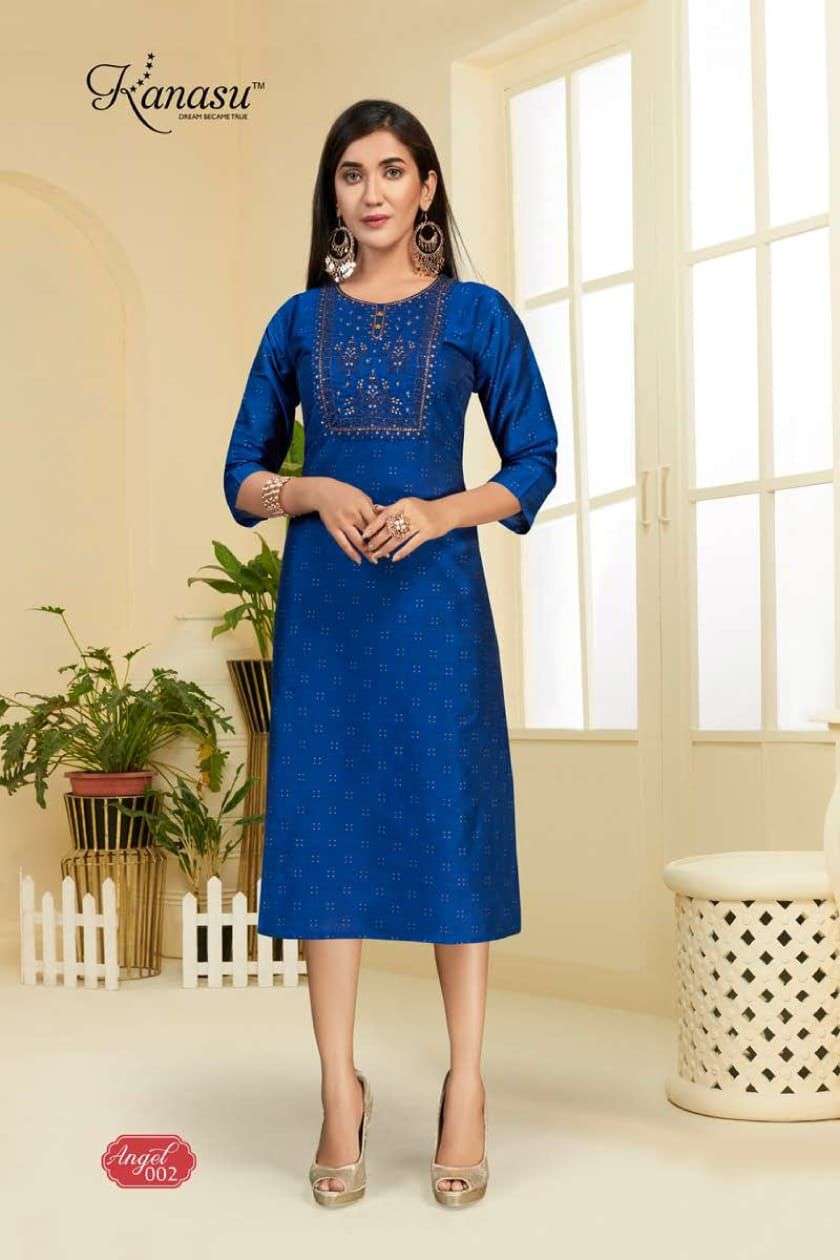 ANGEL BY KANASU 001 TO 008 SERIES DESIGNER STYLISH FANCY COLORFUL BEAUTIFUL PARTY WEAR & ETHNIC WEAR COLLECTION RAYON EMBROIDERY KURTIS AT WHOLESALE PRICE
