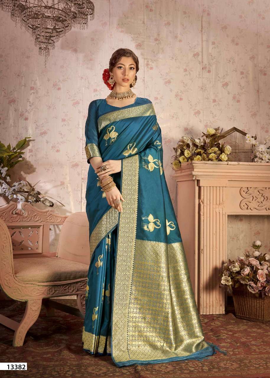 SKS FANCY-1022 BY SHAKUNT 13381 TO 13386 SERIES INDIAN TRADITIONAL WEAR COLLECTION BEAUTIFUL STYLISH FANCY COLORFUL PARTY WEAR & OCCASIONAL WEAR SOFT SILK SAREES AT WHOLESALE PRICE