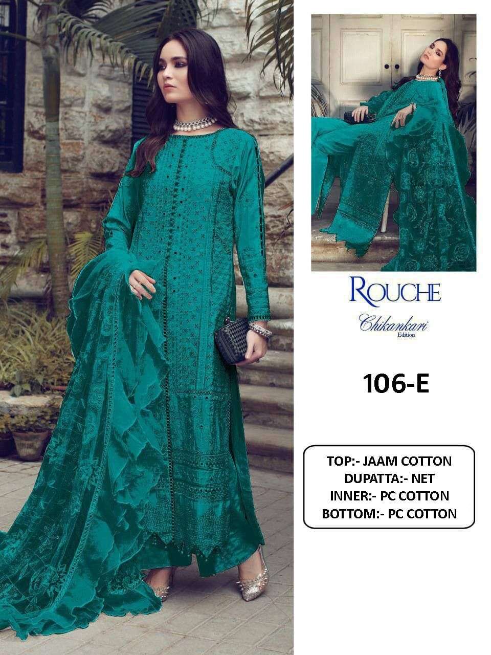 CHIKANKARI EDITION BY ROUCHE 106 TO 106-I SERIES DESIGNER PAKISTANI SUITS BEAUTIFUL STYLISH FANCY COLORFUL PARTY WEAR & OCCASIONAL WEAR JAM COTTON DRESSES AT WHOLESALE PRICE