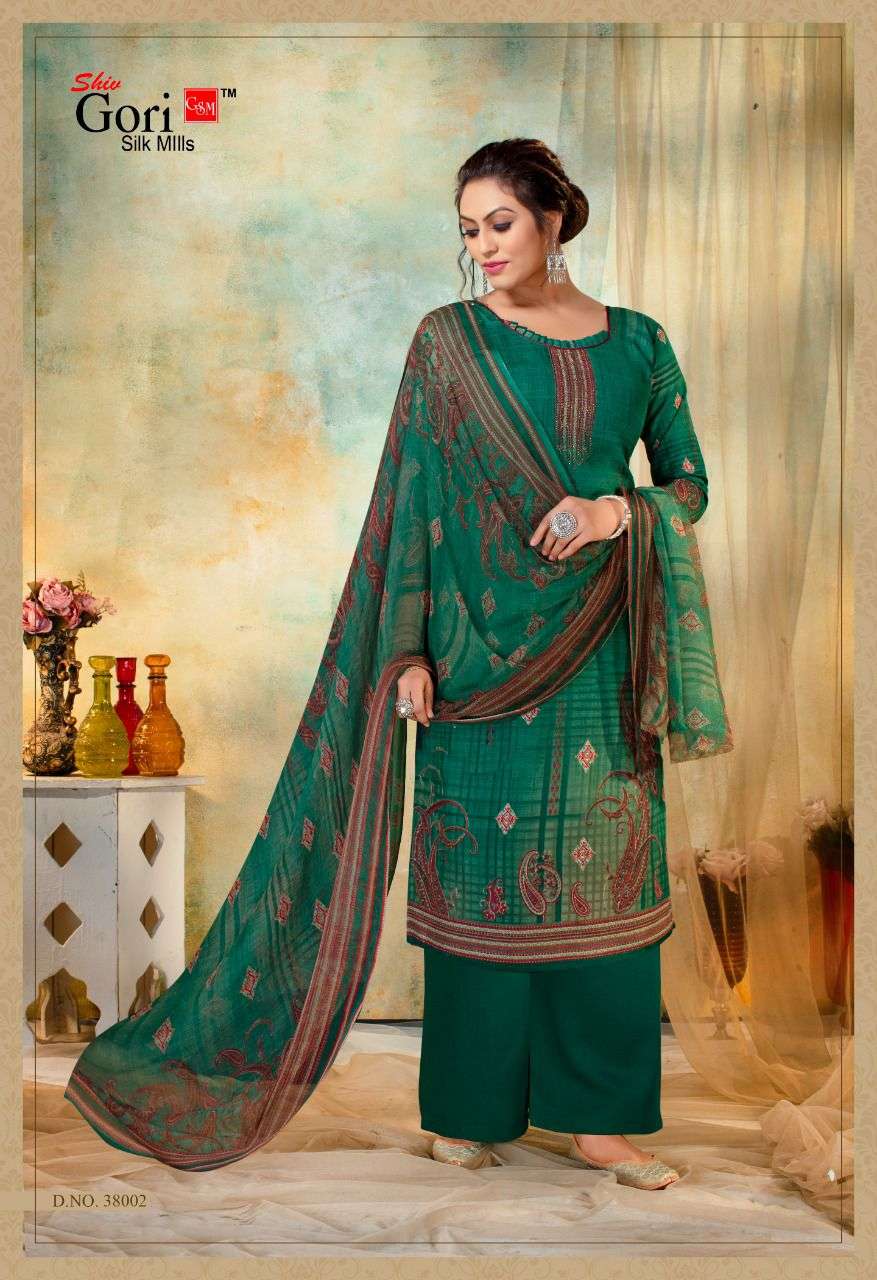 PUNJABI KUDI VOL-38 BY SHIV GORI SILK MILLS 38001 TO 38012 SERIES BEAUTIFUL WINTER COLLECTION SUITS STYLISH FANCY COLORFUL CASUAL WEAR & ETHNIC WEAR COTTON PRINT DRESSES AT WHOLESALE PRICE