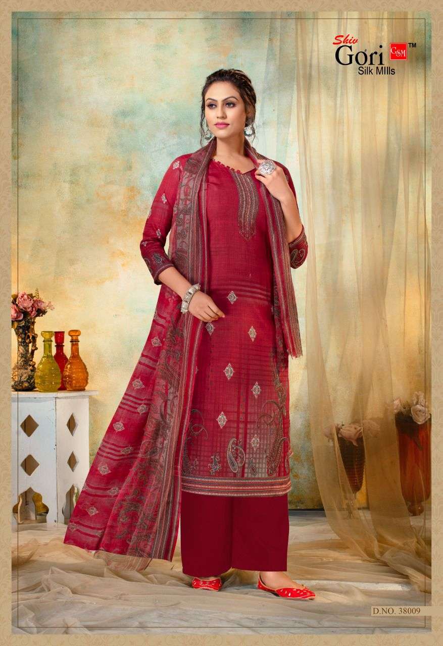 PUNJABI KUDI VOL-38 BY SHIV GORI SILK MILLS 38001 TO 38012 SERIES BEAUTIFUL WINTER COLLECTION SUITS STYLISH FANCY COLORFUL CASUAL WEAR & ETHNIC WEAR COTTON PRINT DRESSES AT WHOLESALE PRICE