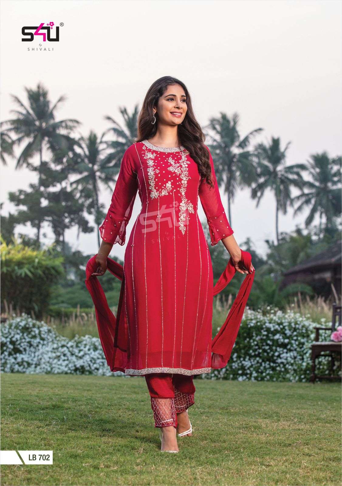 LA BELLA VOL-7 BY S4U FASHION 701 TO 705 SERIES BEAUTIFUL SUITS COLORFUL STYLISH FANCY CASUAL WEAR & ETHNIC WEAR GEORGETTE EMBROIDERED DRESSES AT WHOLESALE PRICE
