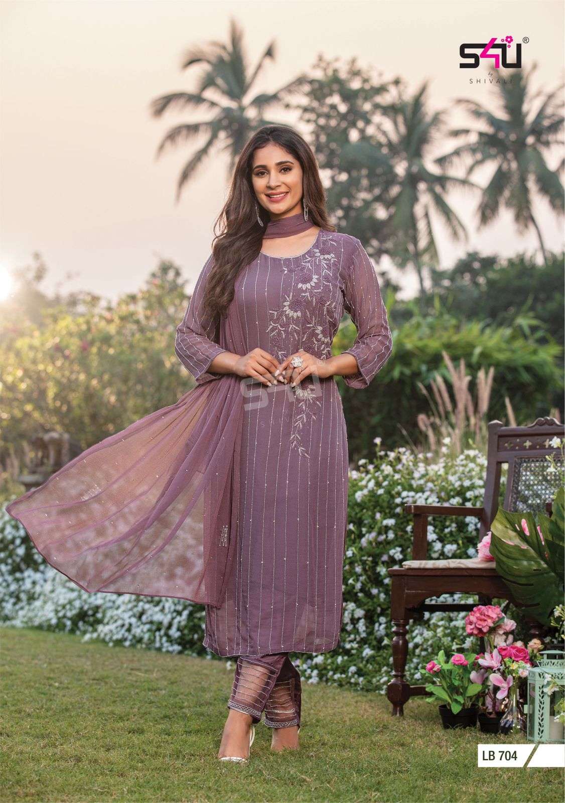 LA BELLA VOL-7 BY S4U FASHION 701 TO 705 SERIES BEAUTIFUL SUITS COLORFUL STYLISH FANCY CASUAL WEAR & ETHNIC WEAR GEORGETTE EMBROIDERED DRESSES AT WHOLESALE PRICE