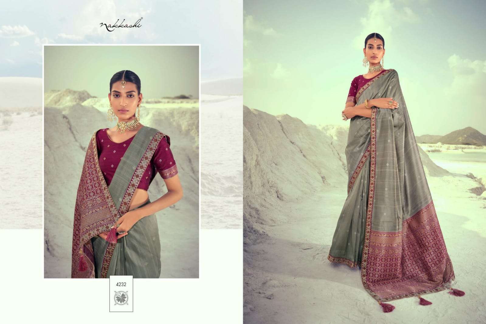 NIKHAAR BY NAKKASHI 4229 TO 4237 SERIES INDIAN TRADITIONAL WEAR COLLECTION BEAUTIFUL STYLISH FANCY COLORFUL PARTY WEAR & OCCASIONAL WEAR SILK EMBROIDERED SAREES AT WHOLESALE PRICE