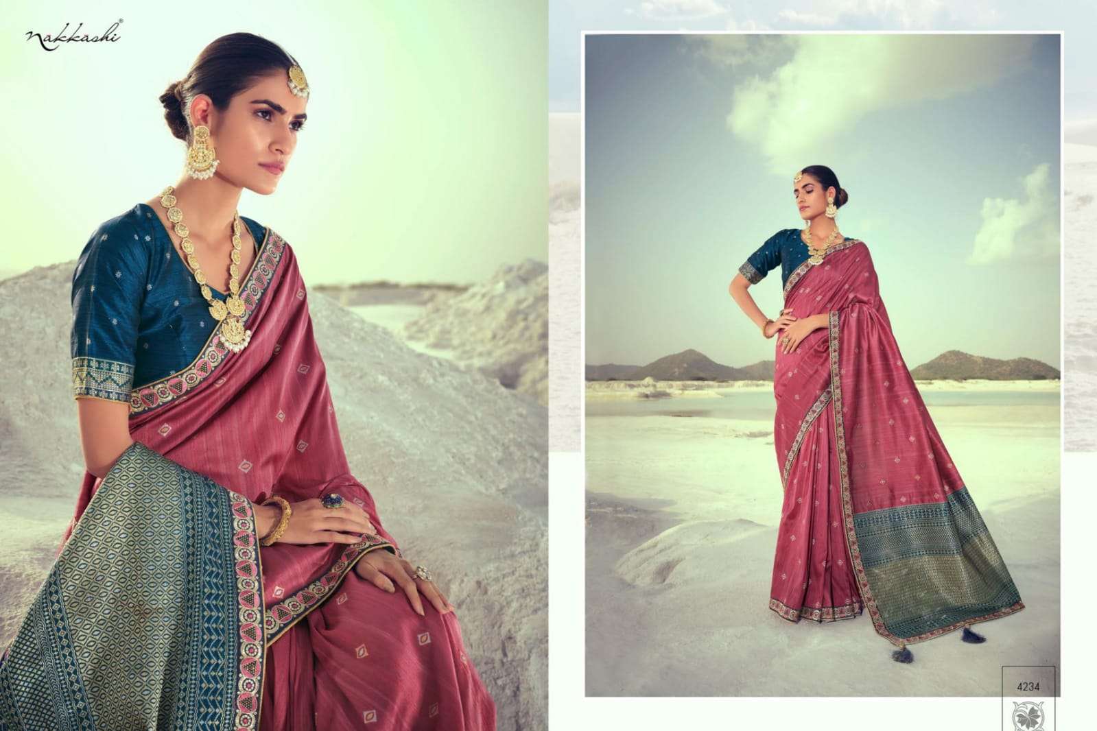 NIKHAAR BY NAKKASHI 4229 TO 4237 SERIES INDIAN TRADITIONAL WEAR COLLECTION BEAUTIFUL STYLISH FANCY COLORFUL PARTY WEAR & OCCASIONAL WEAR SILK EMBROIDERED SAREES AT WHOLESALE PRICE