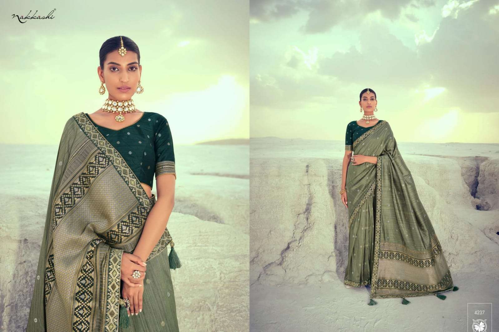 NIKHAAR BY NAKKASHI 4229 TO 4237 SERIES INDIAN TRADITIONAL WEAR COLLECTION BEAUTIFUL STYLISH FANCY COLORFUL PARTY WEAR & OCCASIONAL WEAR SILK EMBROIDERED SAREES AT WHOLESALE PRICE