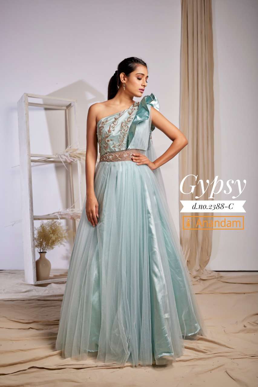 GYPSY BY ANANDAM 2388 TO 2392 SERIES BEAUTIFUL STYLISH FANCY COLORFUL CASUAL WEAR & ETHNIC WEAR NET EMBROIDERED GOWNS AT WHOLESALE PRICE