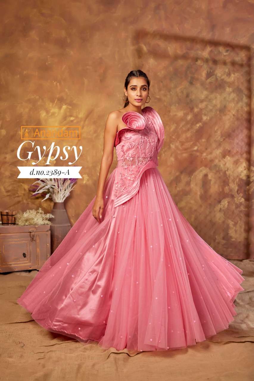 GYPSY BY ANANDAM 2388 TO 2392 SERIES BEAUTIFUL STYLISH FANCY COLORFUL CASUAL WEAR & ETHNIC WEAR NET EMBROIDERED GOWNS AT WHOLESALE PRICE