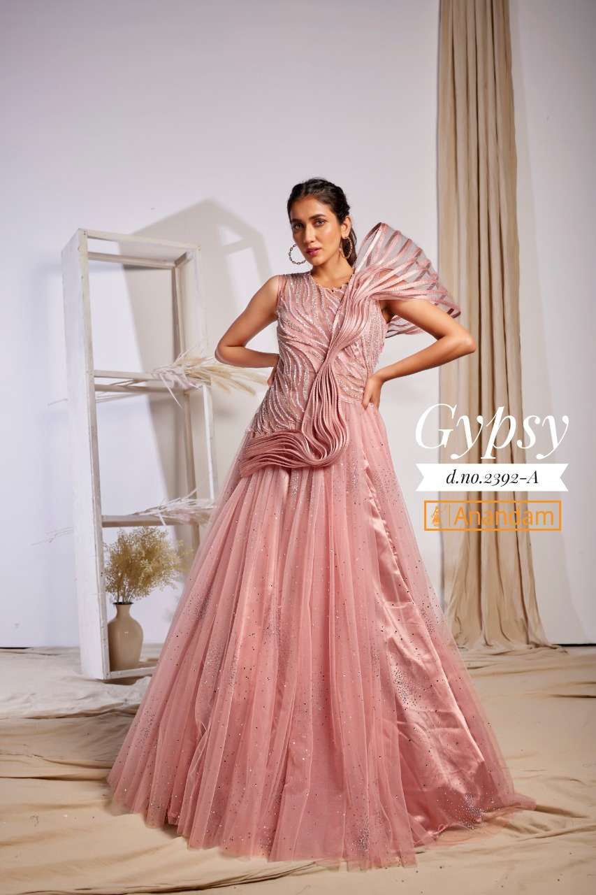 GYPSY BY ANANDAM 2388 TO 2392 SERIES BEAUTIFUL STYLISH FANCY COLORFUL CASUAL WEAR & ETHNIC WEAR NET EMBROIDERED GOWNS AT WHOLESALE PRICE