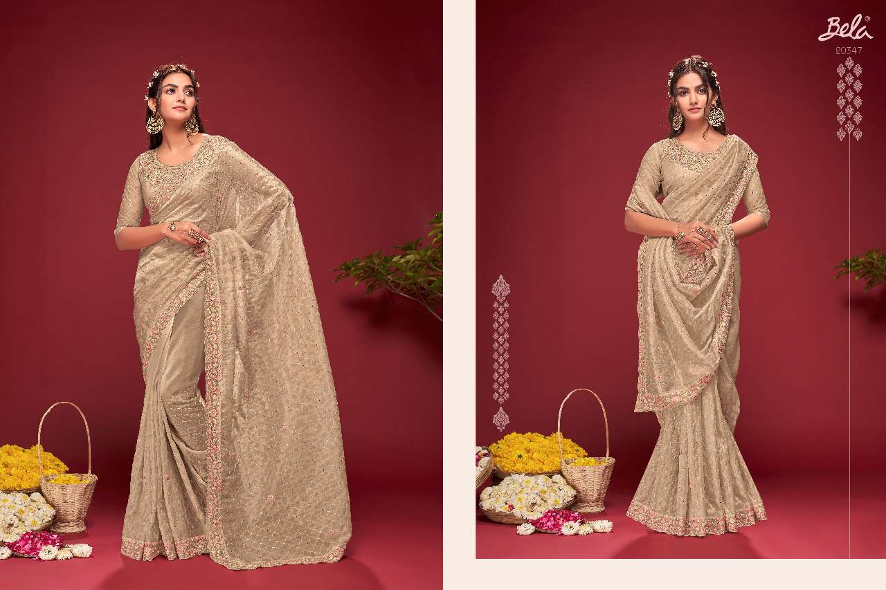 ROSELYN BY BELA FASHION 20340 TO 20348 SERIES INDIAN TRADITIONAL WEAR COLLECTION BEAUTIFUL STYLISH FANCY COLORFUL PARTY WEAR & OCCASIONAL WEAR FANCY SAREES AT WHOLESALE PRICE