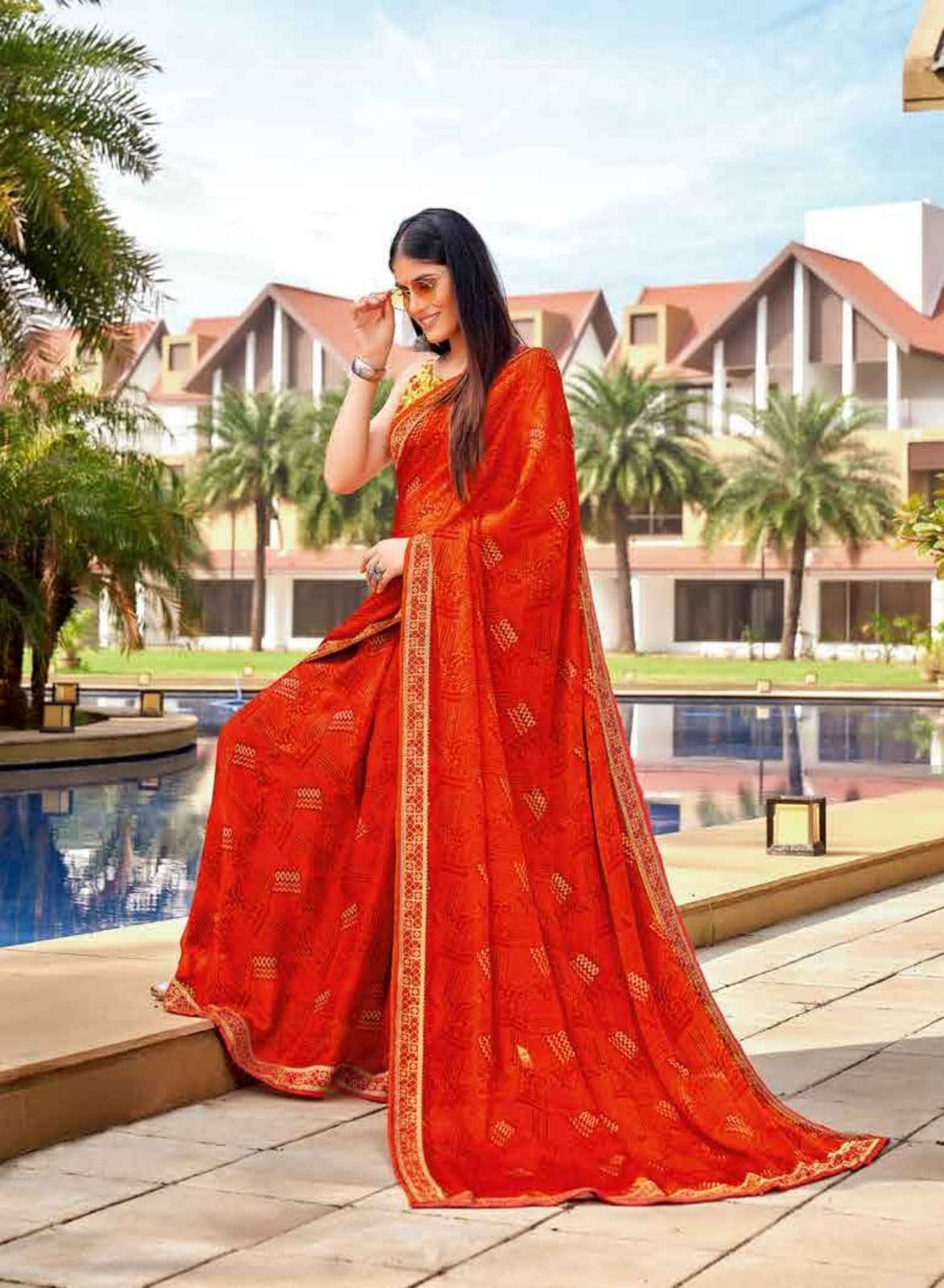 HAPPY NEW YEAR BY AMARSATH PRINTS 1001 TO 1012 SERIES INDIAN TRADITIONAL WEAR COLLECTION BEAUTIFUL STYLISH FANCY COLORFUL PARTY WEAR & OCCASIONAL WEAR GEORGETTE PRINT SAREES AT WHOLESALE PRICE