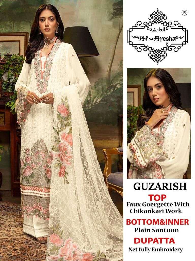 GUZARISH BY AL AYESHA A TO D SERIES DESIGNER PAKISTANI SUITS BEAUTIFUL STYLISH FANCY COLORFUL PARTY WEAR & OCCASIONAL WEAR FAUX GEORGETTE EMBROIDERED DRESSES AT WHOLESALE PRICE