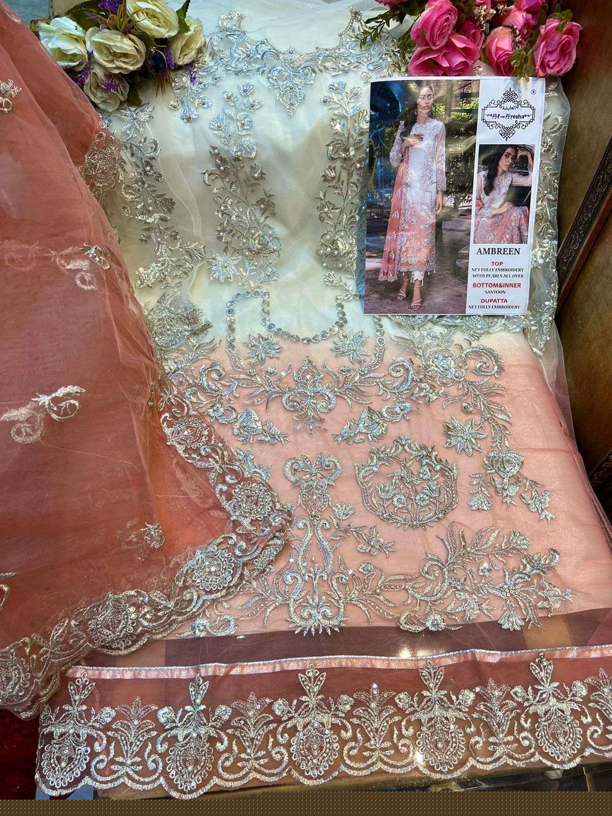 AMBREEN COLOUR EDITION BY AL AYESHA A TO D SERIES DESIGNER PAKISTANI SUITS BEAUTIFUL STYLISH FANCY COLORFUL PARTY WEAR & OCCASIONAL WEAR NET EMBROIDERED DRESSES AT WHOLESALE PRICE