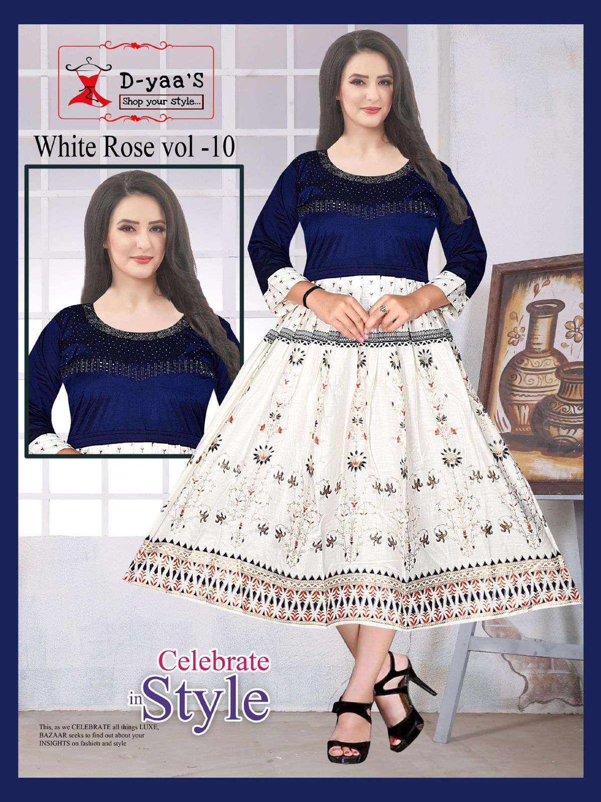 WHITE ROSE VOL-10 BY D-YAAS 01 TO 08 SERIES DESIGNER STYLISH FANCY COLORFUL BEAUTIFUL PARTY WEAR & ETHNIC WEAR COLLECTION SOFT TAFETA TOPS WITH BOTTOM AT WHOLESALE PRICE