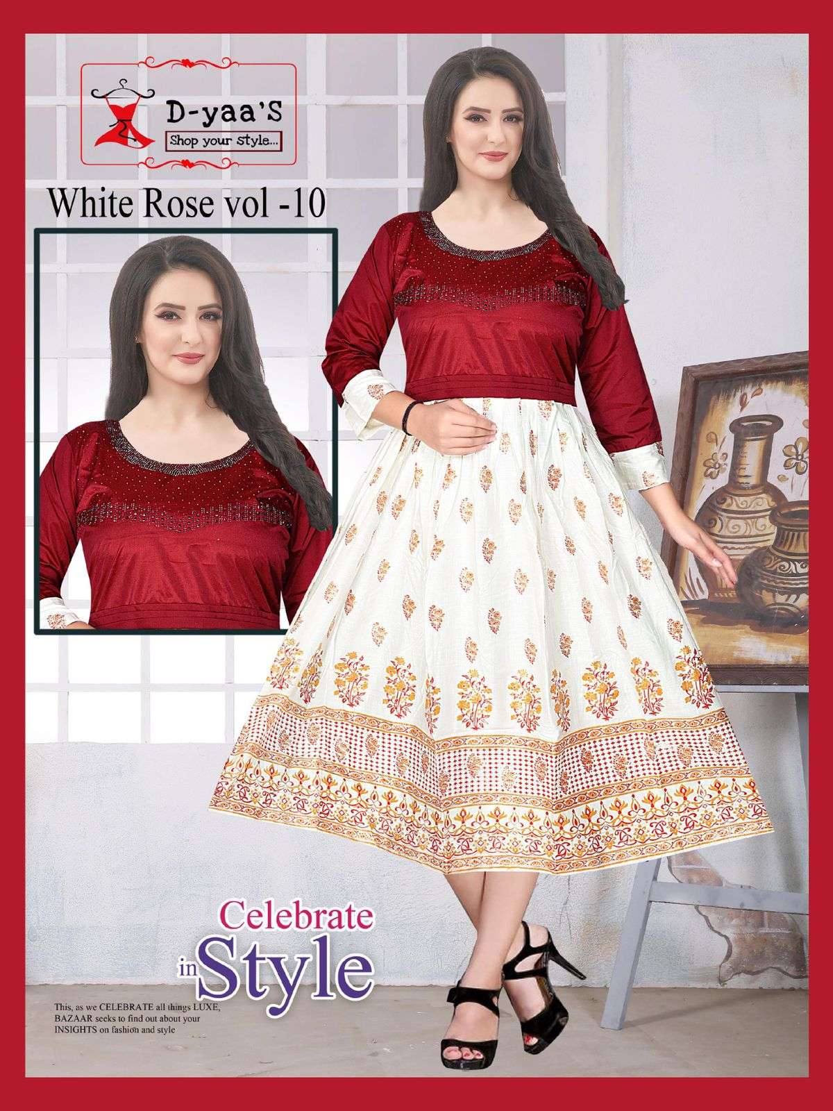 WHITE ROSE VOL-10 BY D-YAAS 01 TO 08 SERIES DESIGNER STYLISH FANCY COLORFUL BEAUTIFUL PARTY WEAR & ETHNIC WEAR COLLECTION SOFT TAFETA TOPS WITH BOTTOM AT WHOLESALE PRICE