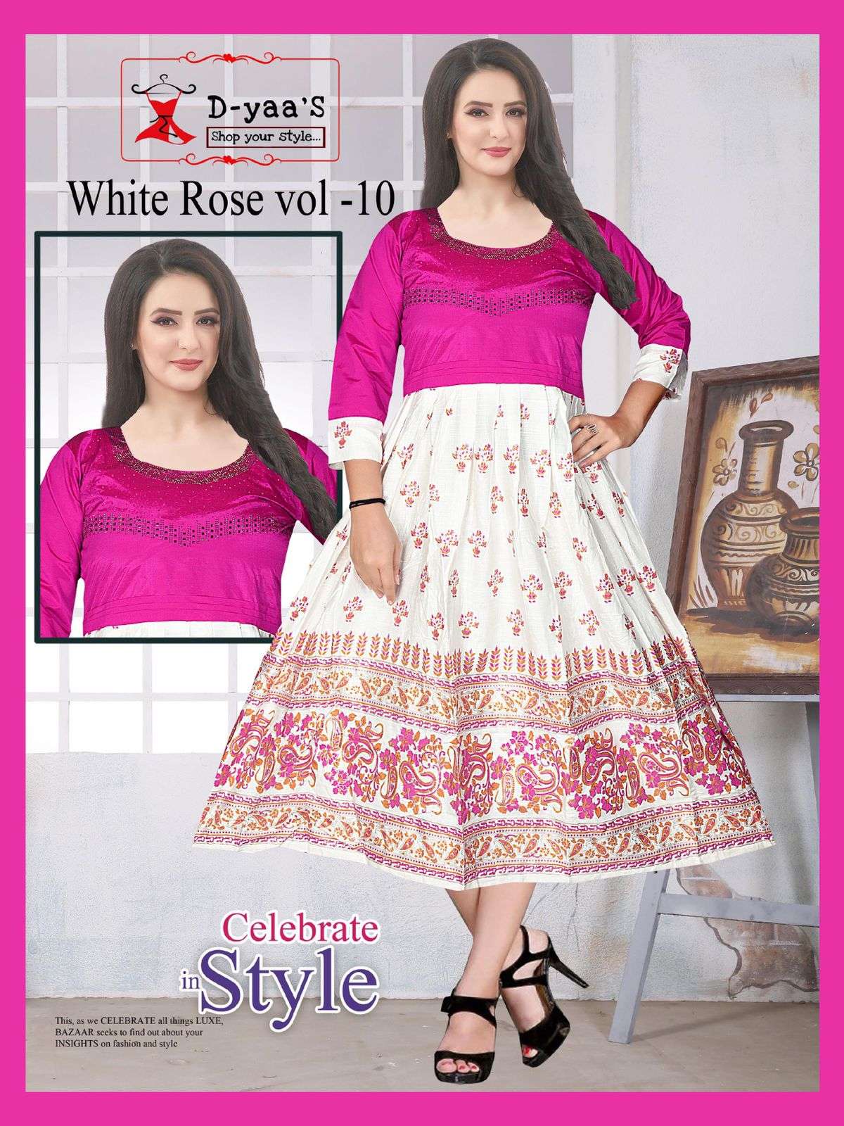 WHITE ROSE VOL-10 BY D-YAAS 01 TO 08 SERIES DESIGNER STYLISH FANCY COLORFUL BEAUTIFUL PARTY WEAR & ETHNIC WEAR COLLECTION SOFT TAFETA TOPS WITH BOTTOM AT WHOLESALE PRICE
